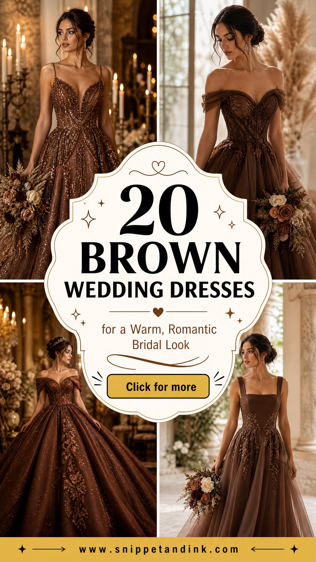 20 Brown Wedding Dresses for a Warm Romantic Bridal Look - 20 Brown Wedding Dresses for a Warm, Romantic Bridal Look