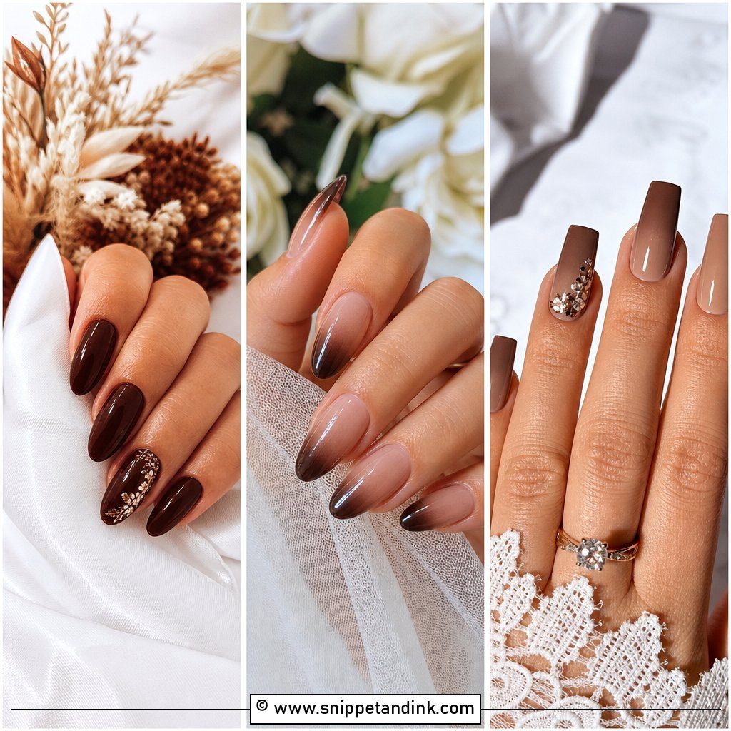 20 Brown Wedding Nails for Chic and Modern Brides