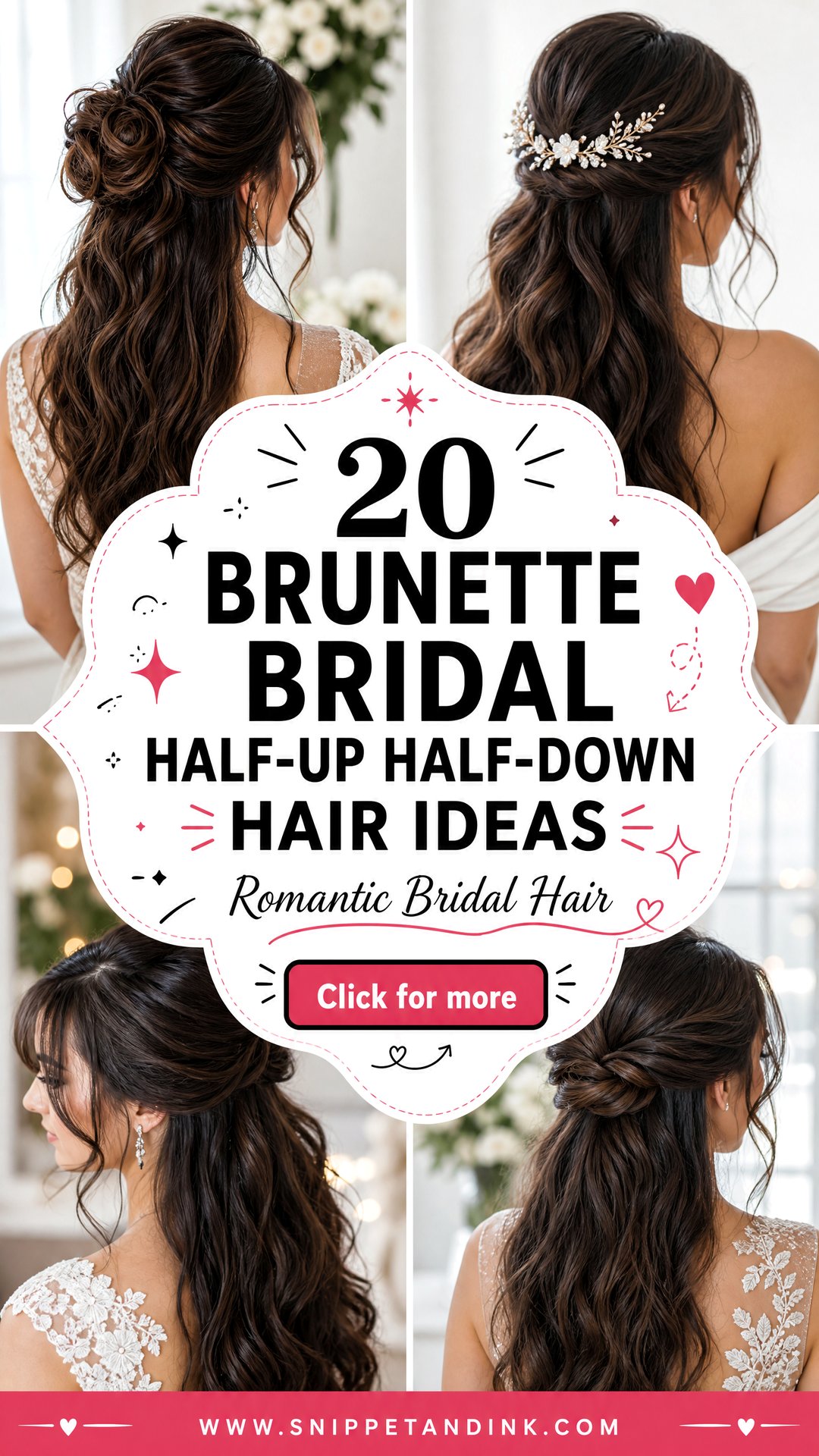 20 Brunette Bridal Half-Up Half-Down Hair Ideas to Love - 20 Brunette Bridal Half-Up Half-Down Hair Ideas to Love
