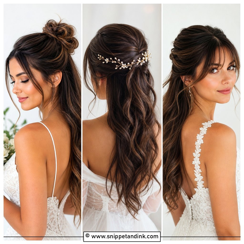 20 Brunette Bridal Half-Up Half-Down Hair Ideas to Love