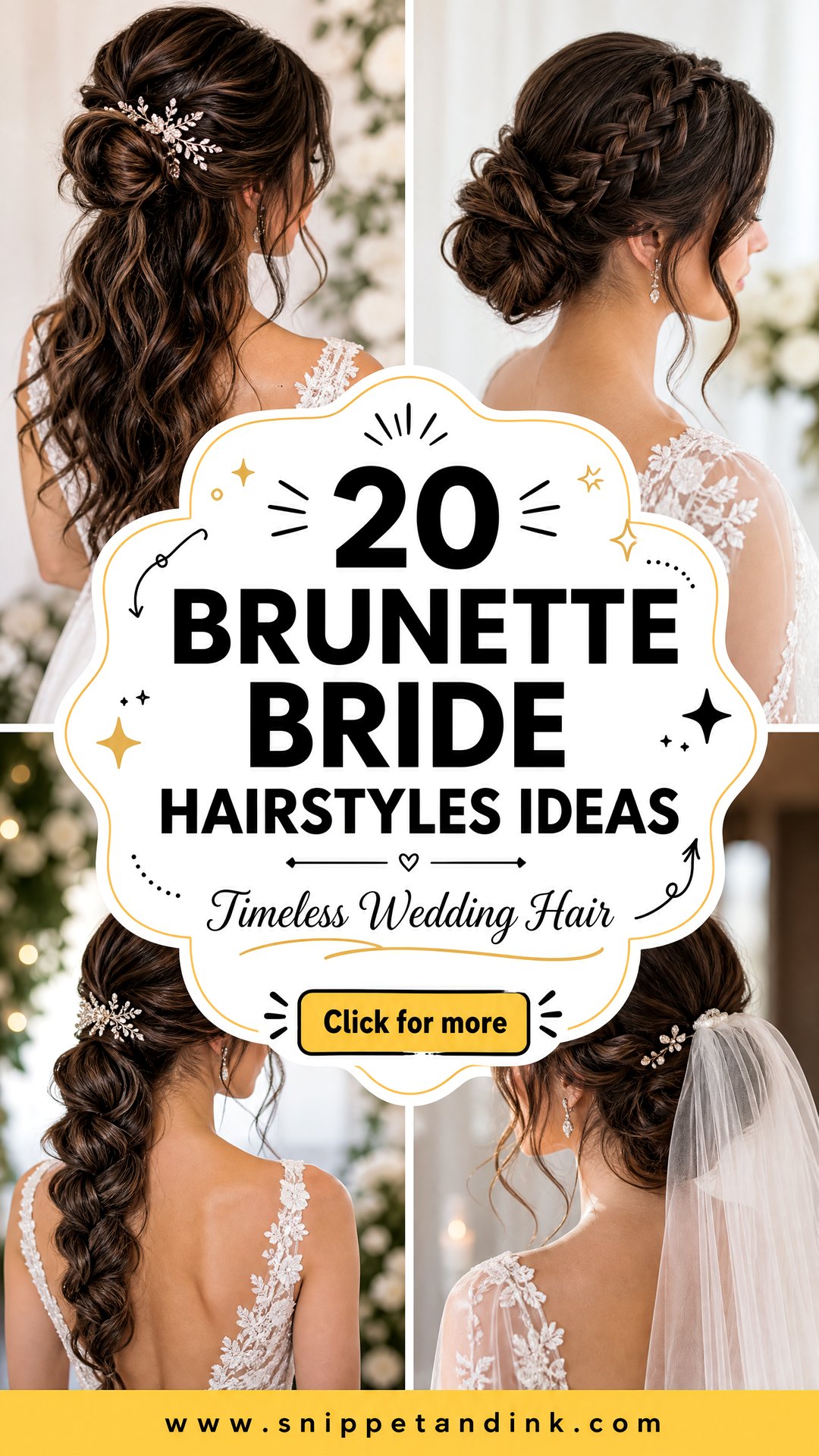 20 Brunette Bride Hairstyles for a Timeless Wedding Look - 20 Brunette Bride Hairstyles for a Timeless Wedding Look