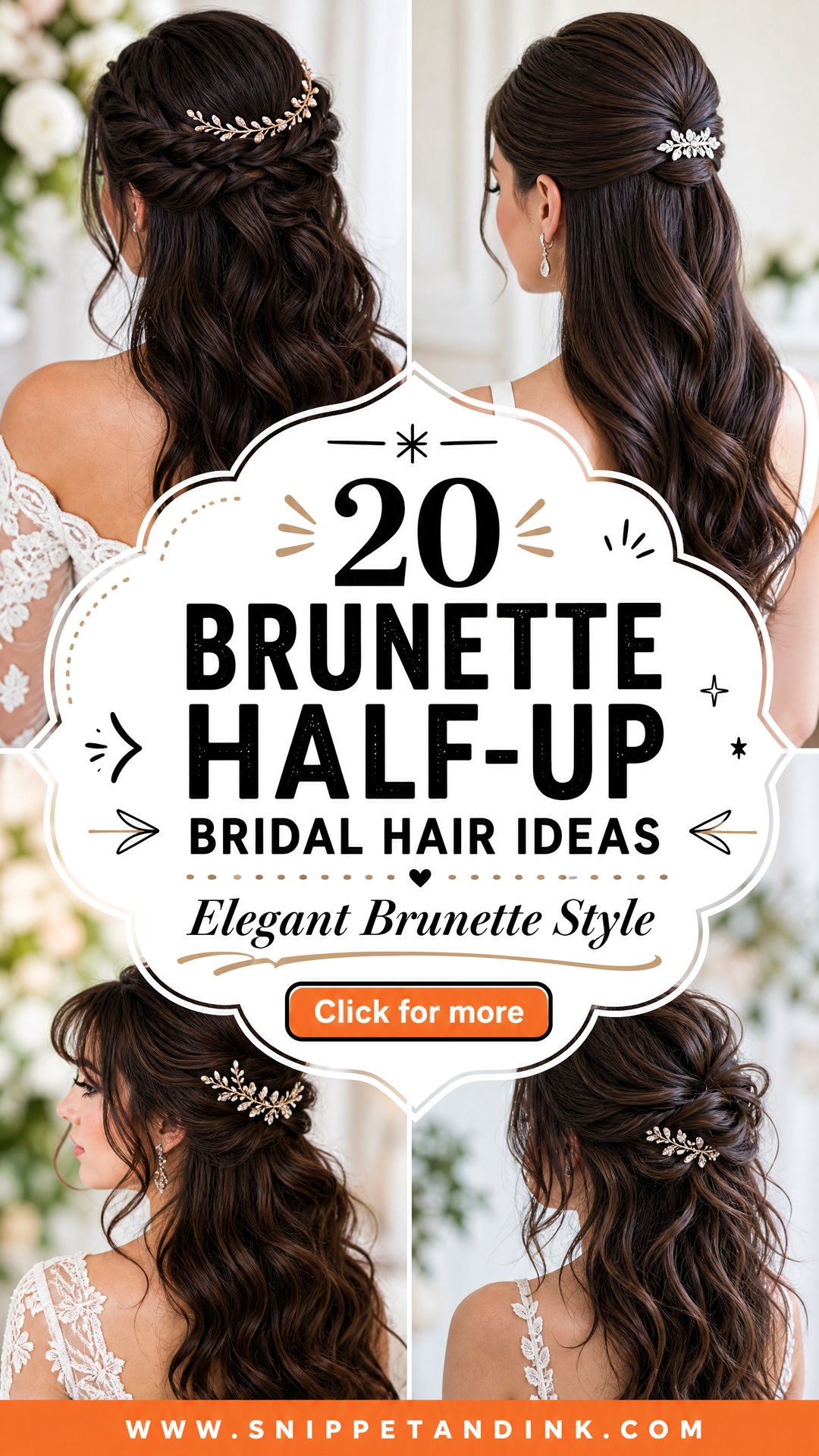20 Brunette Half-Up Bridal Hair Ideas for Elegant Brides - 20 Brunette Half-Up Bridal Hair Ideas for Elegant Brides