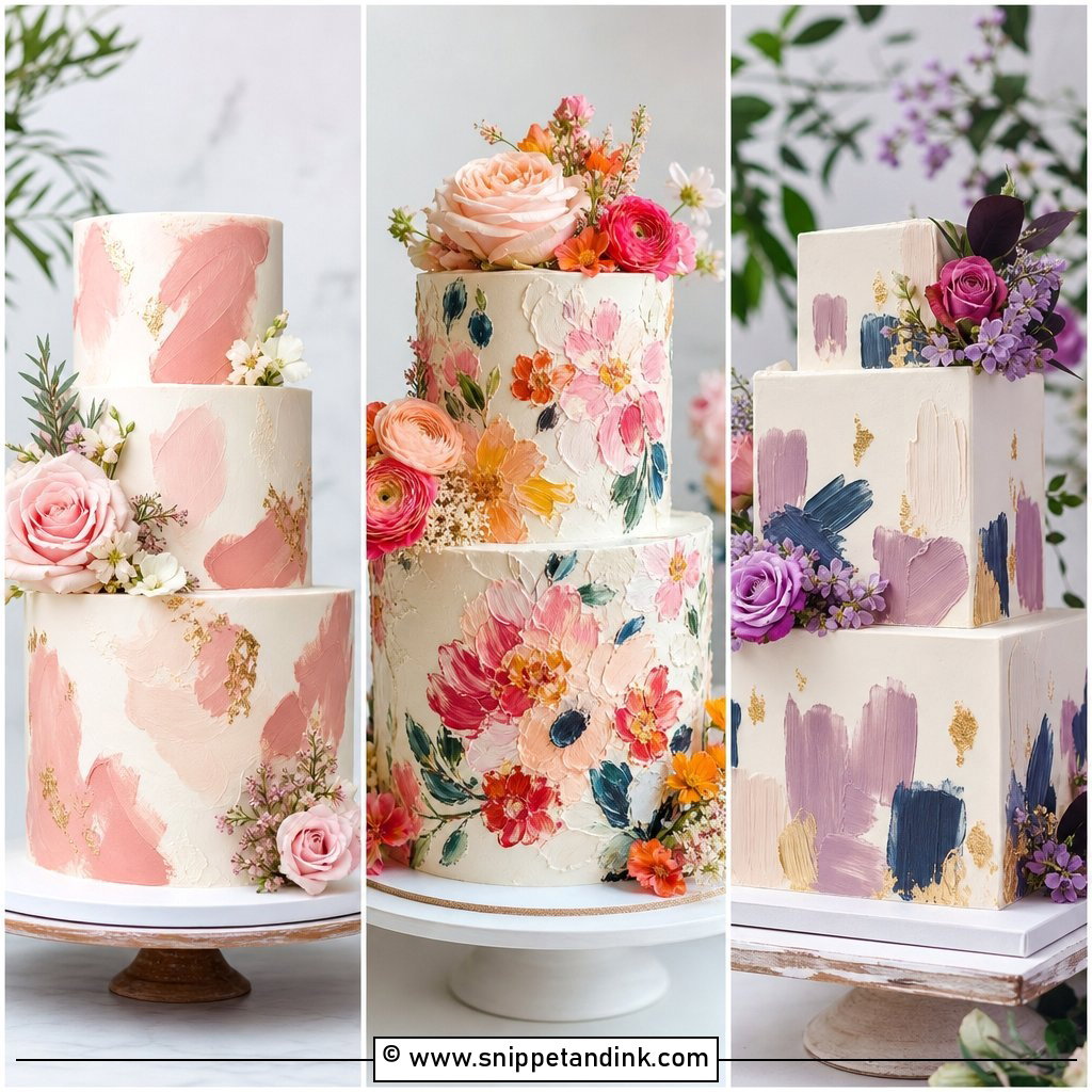 20 Brush Embroidery Wedding Cake Ideas for Romantic Brides