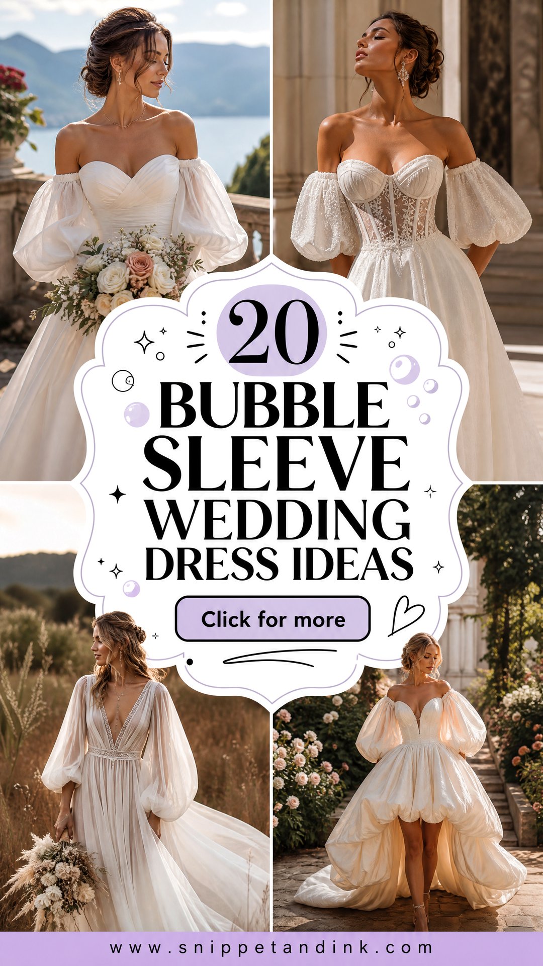 20 Bubble Sleeve Wedding Dress Ideas for Romantic Brides - 20 Bubble Sleeve Wedding Dress Ideas for Romantic Brides