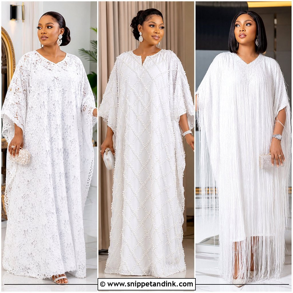 20 Bubu White Gown Styles for Elegant Special Occasions