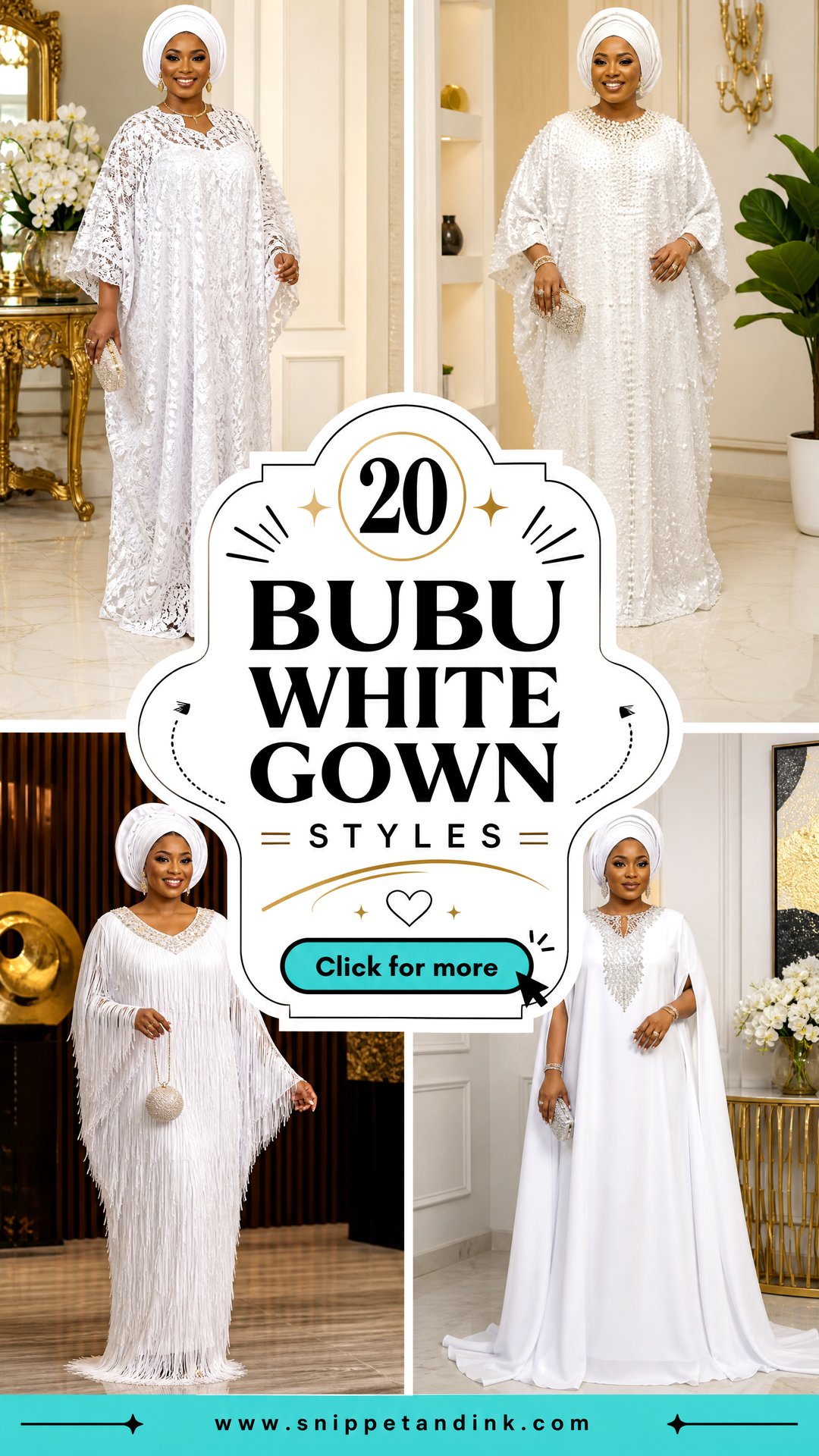20 Bubu White Gown Styles for Elegant Special Occasions - 20 Bubu White Gown Styles for Elegant Special Occasions