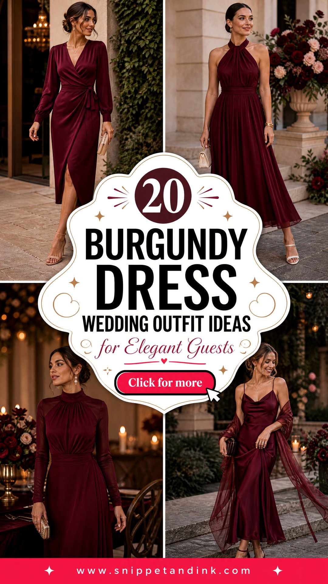 20 Burgundy Dress Wedding Outfit Ideas for Elegant Guests - 20 Burgundy Dress Wedding Outfit Ideas for Elegant Guests