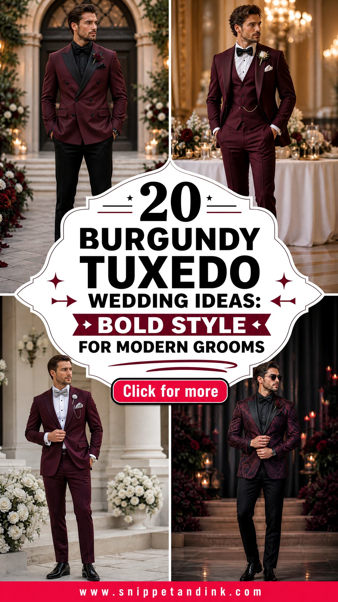 20 Burgundy Tuxedo Wedding Ideas Bold Style for Modern Grooms - 20 Burgundy Tuxedo Wedding Ideas: Bold Style for Modern Grooms