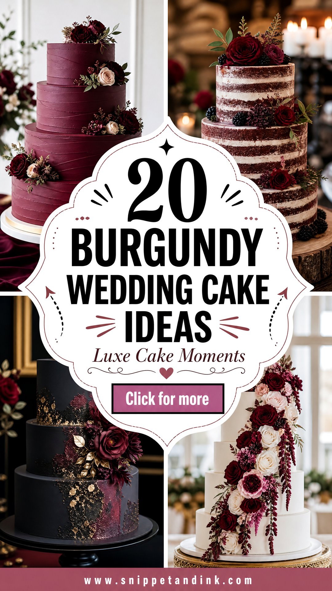 20 Burgundy Wedding Cake Ideas for a Luxe Reception - 20 Burgundy Wedding Cake Ideas for a Luxe Reception