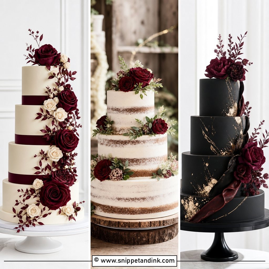 20 Burgundy Wedding Cake Ideas for a Luxe Reception