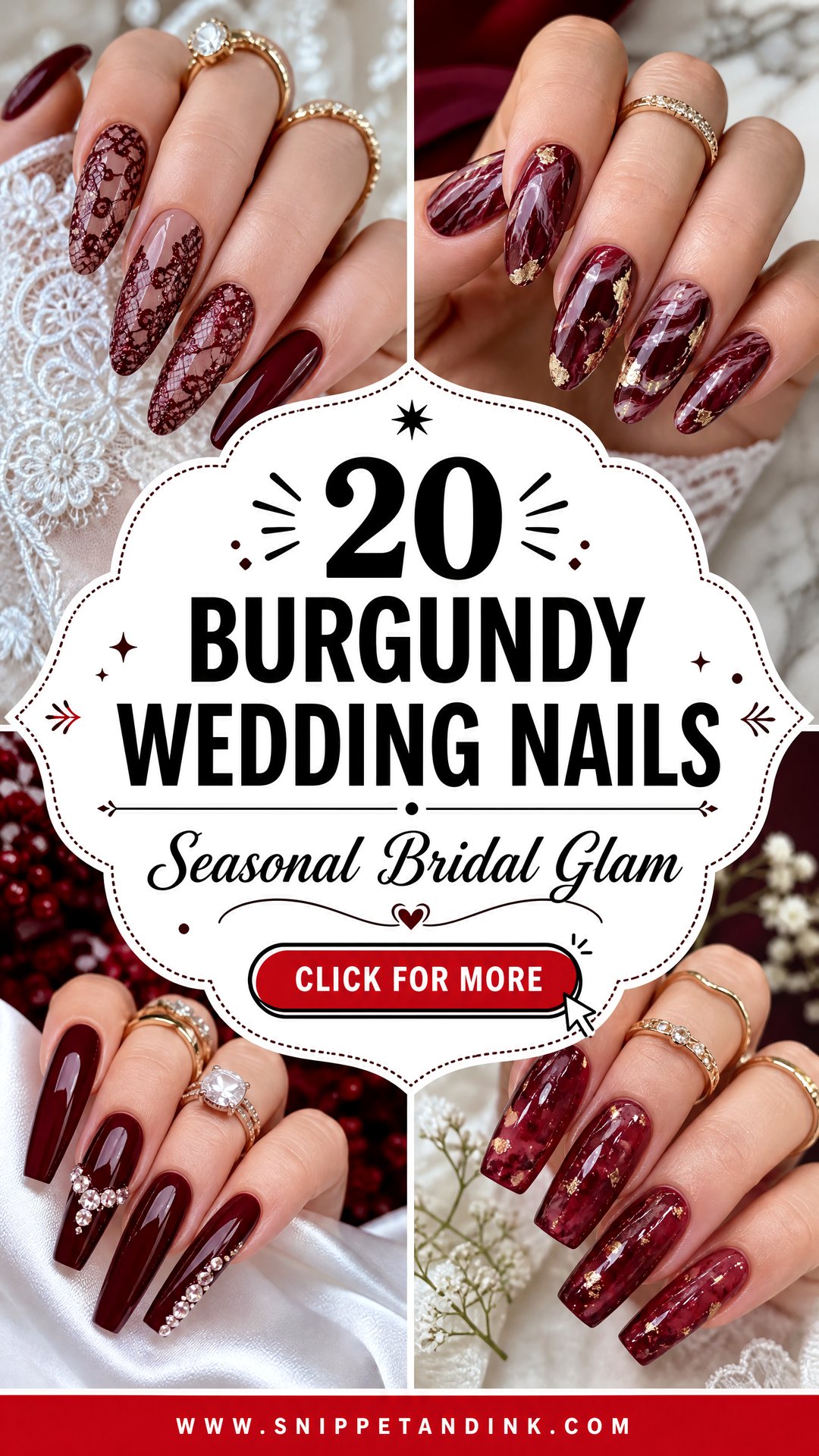 20 Burgundy Wedding Nails Brides Will Love This Season - 20 Burgundy Wedding Nails Brides Will Love This Season