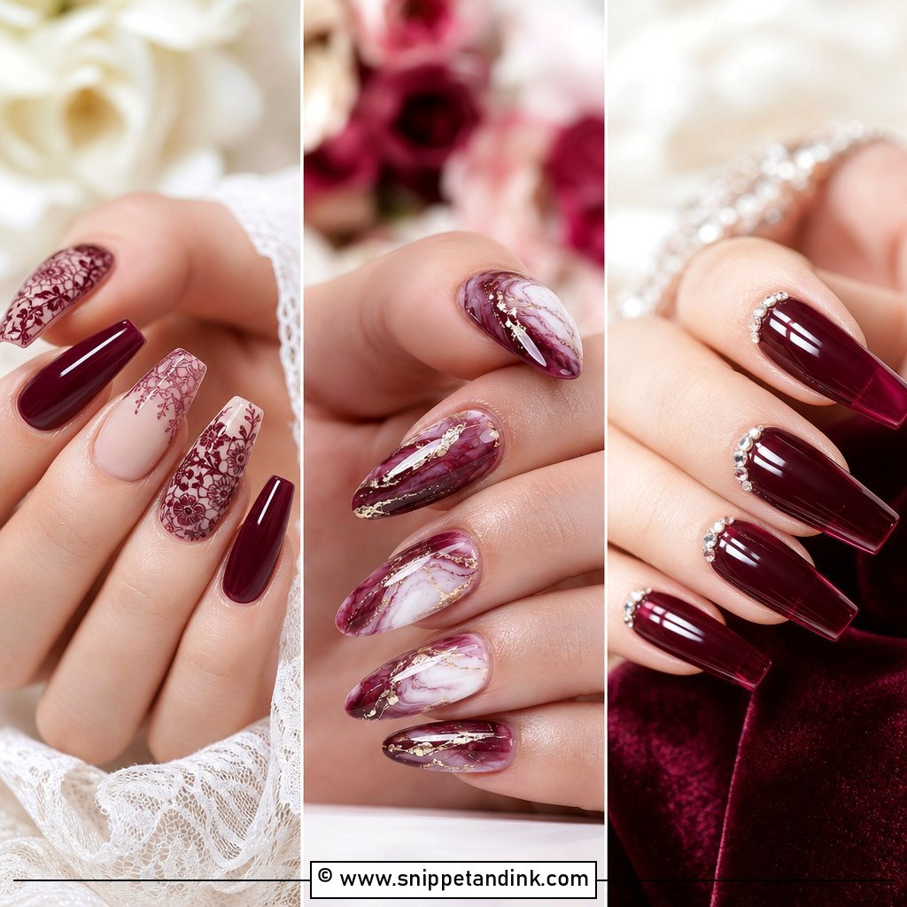 20 Burgundy Wedding Nails Brides Will Love This Season