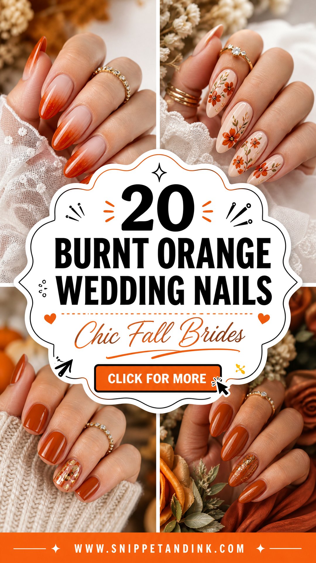 20 Burnt Orange Wedding Nails for Chic Fall Brides - 20 Burnt Orange Wedding Nails for Chic Fall Brides