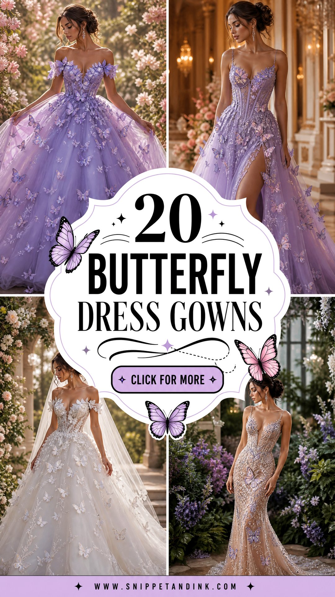 20 Butterfly Dress Gowns for a Whimsical Wedding-Day Look - 20 Butterfly Dress Gowns for a Whimsical Wedding-Day Look