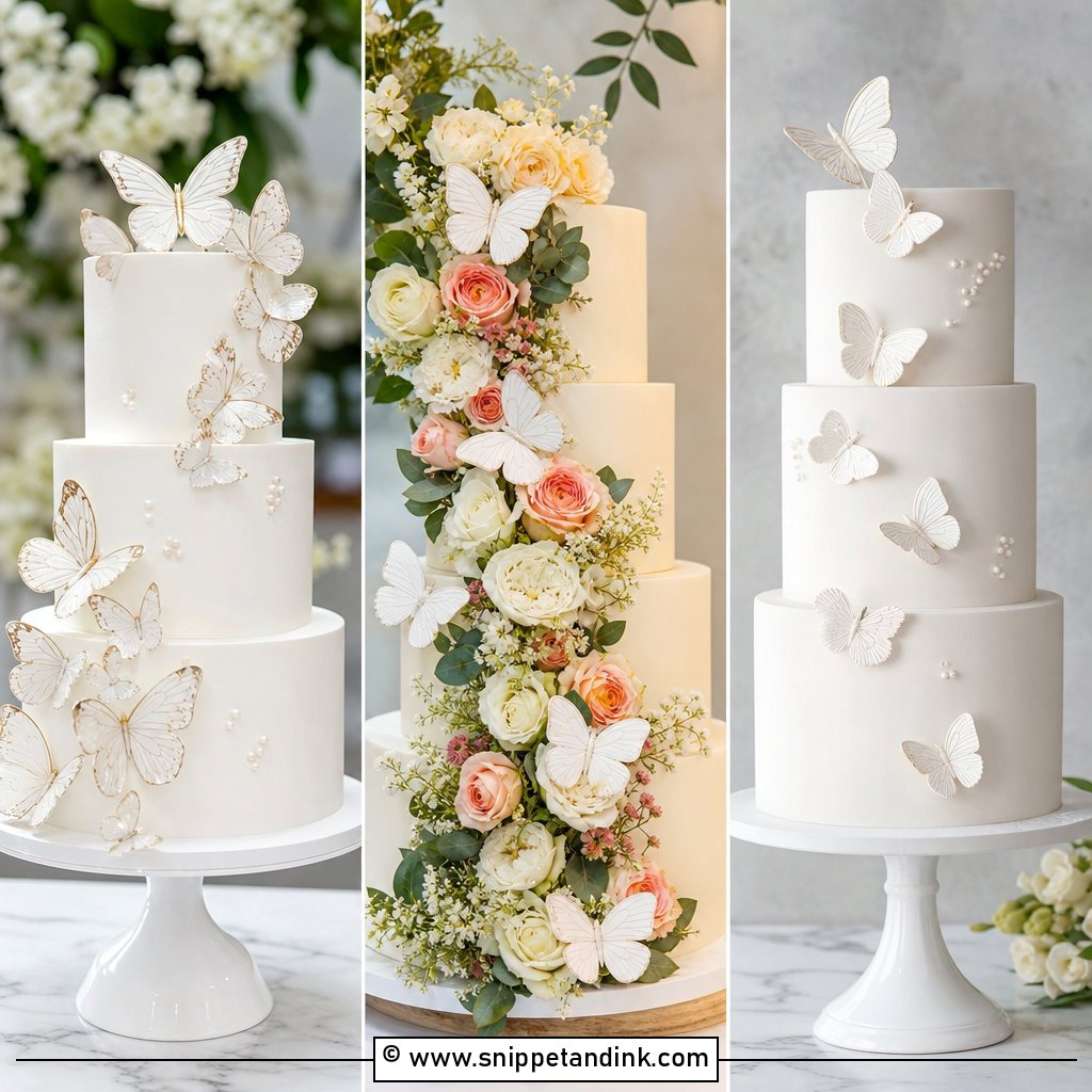 20 Cake Ideas with Butterfly Decorations for Wedding Brides