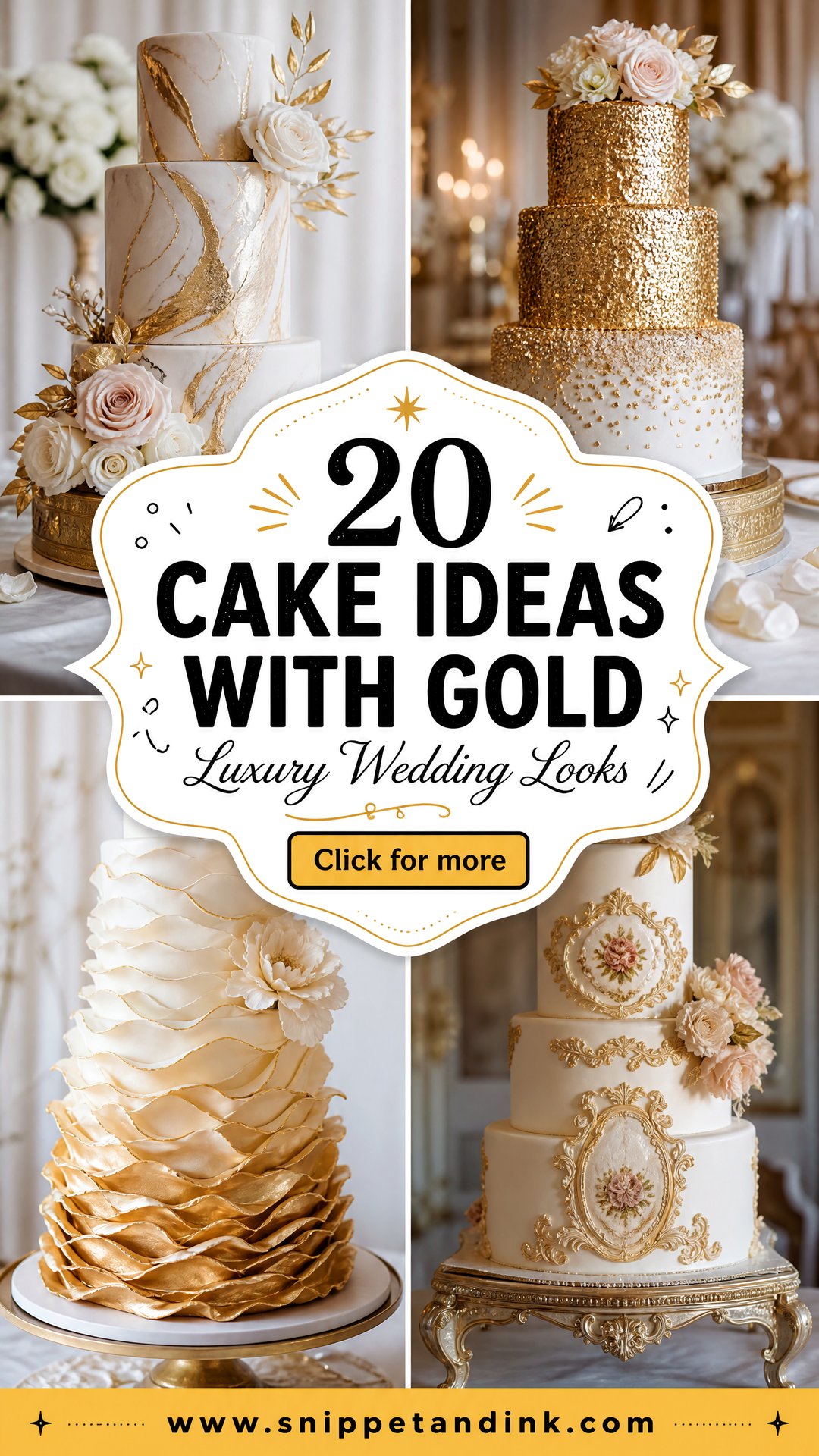 20 Cake Ideas with Gold for Wedding Luxury Looks to Love - 20 Cake Ideas with Gold for Wedding Luxury Looks to Love