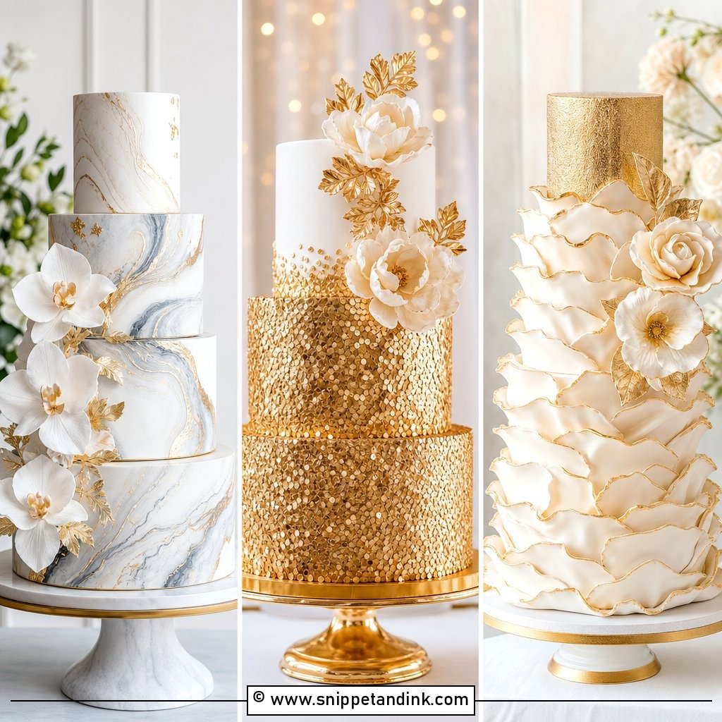 20 Cake Ideas with Gold for Wedding Luxury Looks to Love