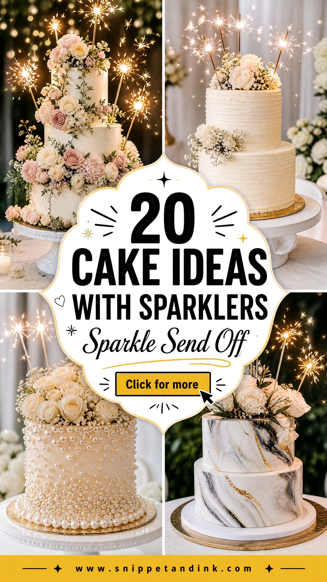 20 Cake Ideas with Sparklers for Wedding Send-Off Glam - 20 Cake Ideas with Sparklers for Wedding Send-Off Glam