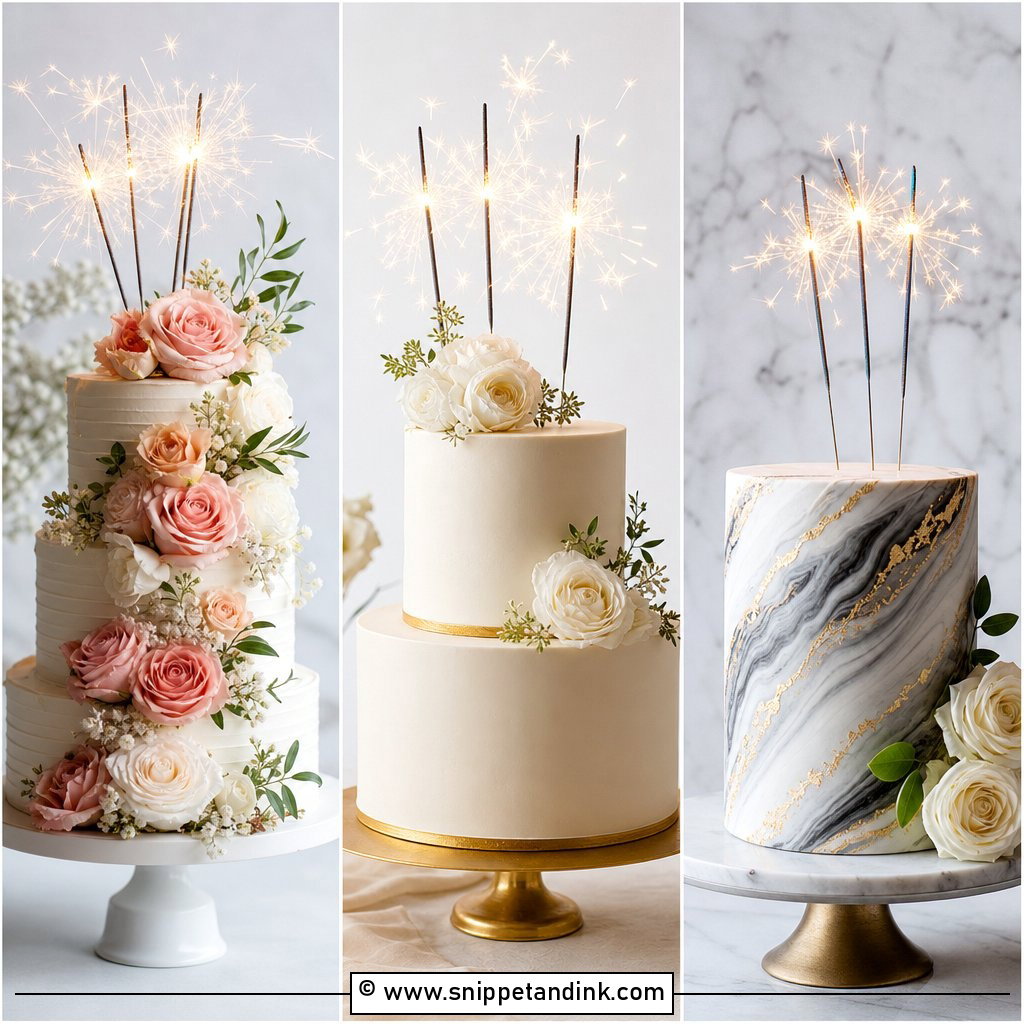 20 Cake Ideas with Sparklers for Wedding Send-Off Glam