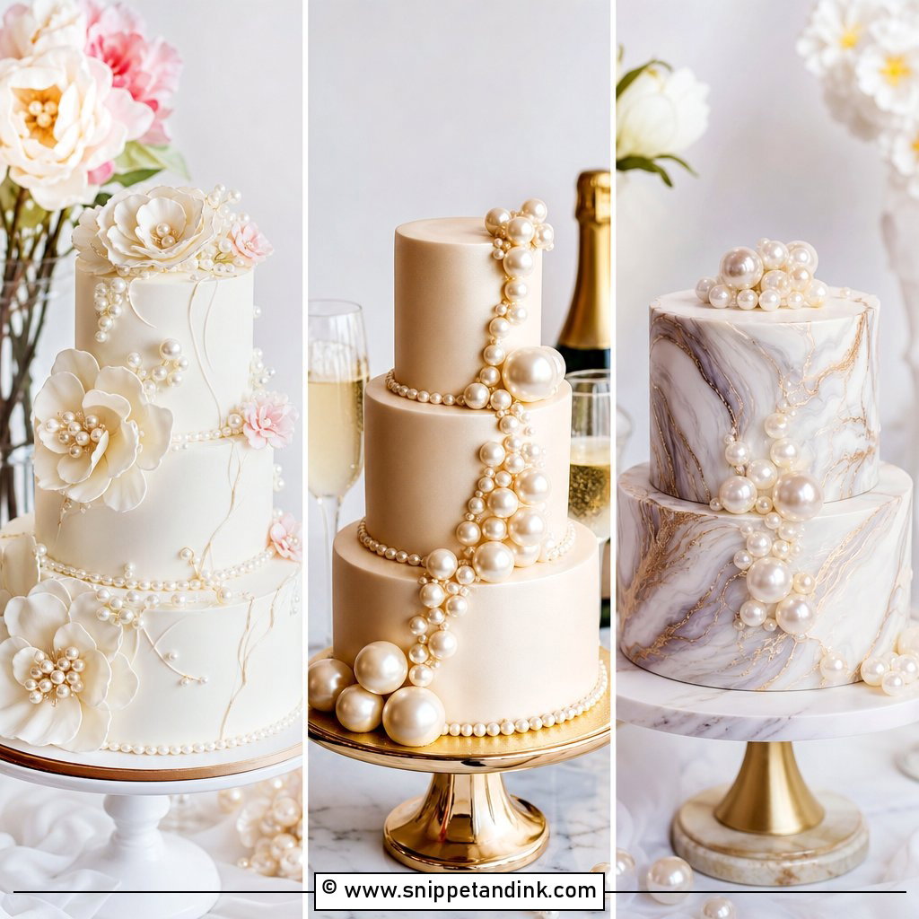 20 Cakes with Pearls for Wedding Designs That Feel Luxe