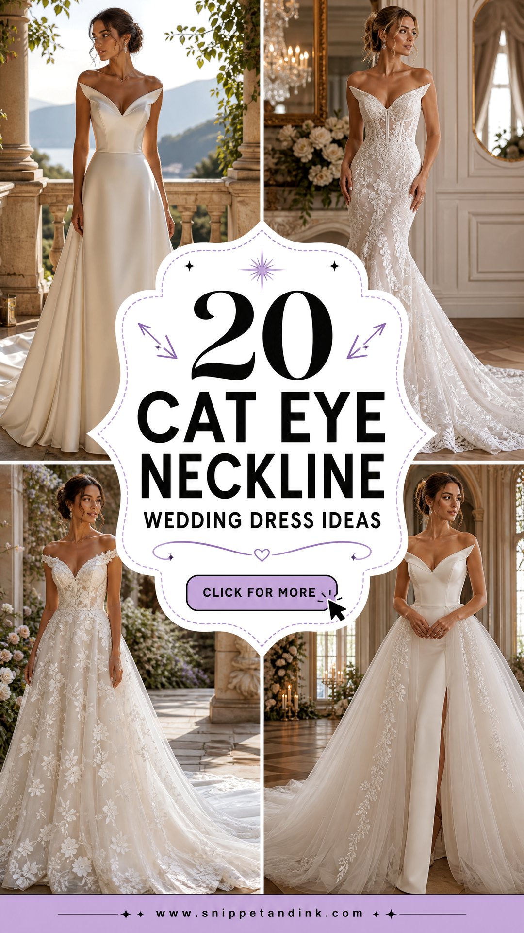 20 Cat Eye Neckline Wedding Dress Ideas for Striking Bridal Style - 20 Cat Eye Neckline Wedding Dress Ideas for Striking Bridal Style