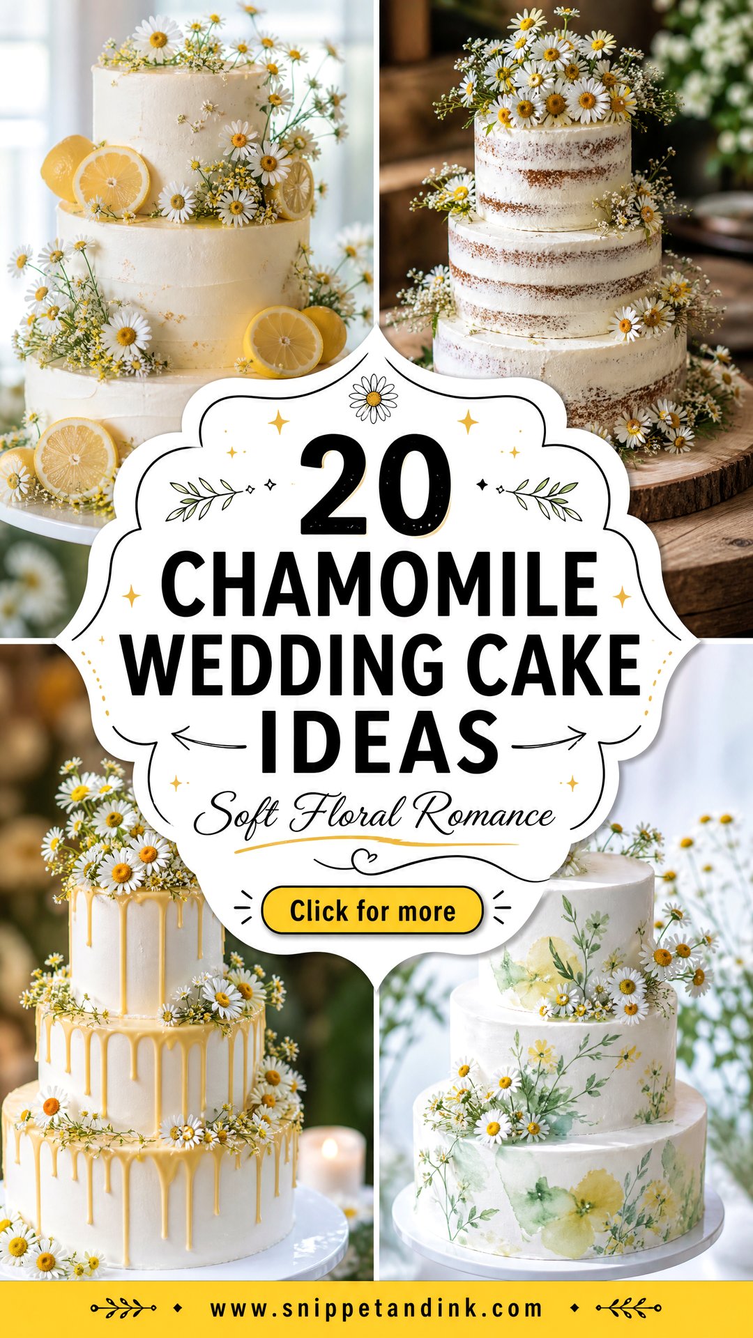 20 Chamomile Wedding Cake Ideas for Soft Floral Romance - 20 Chamomile Wedding Cake Ideas for Soft Floral Romance