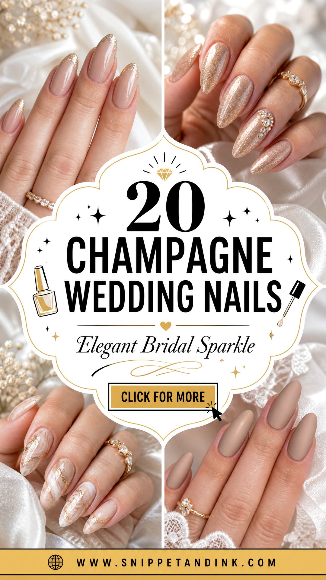 20 Champagne Wedding Nails for Elegant Bridal Sparkle - 20 Champagne Wedding Nails for Elegant Bridal Sparkle