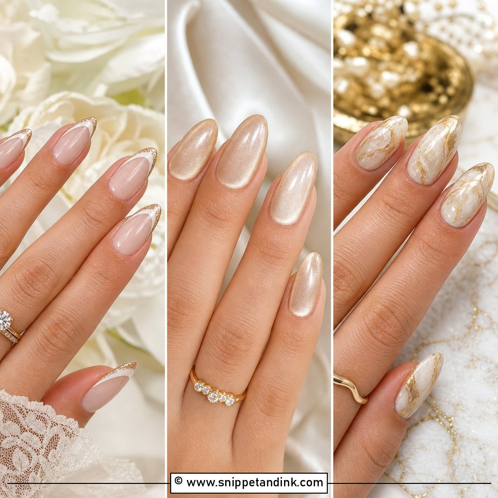 20 Champagne Wedding Nails for Elegant Bridal Sparkle