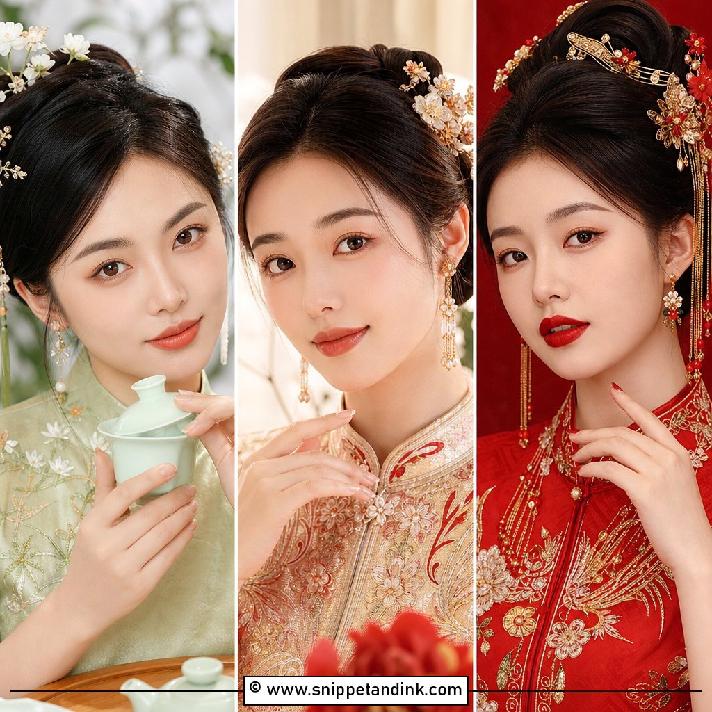 20 Chinese Asian Bridal Makeup Ideas for Graceful Glam