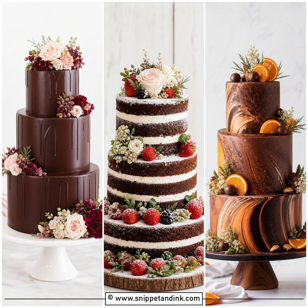 20 Chocolate Cake Design Ideas for Wedding Dessert Tables