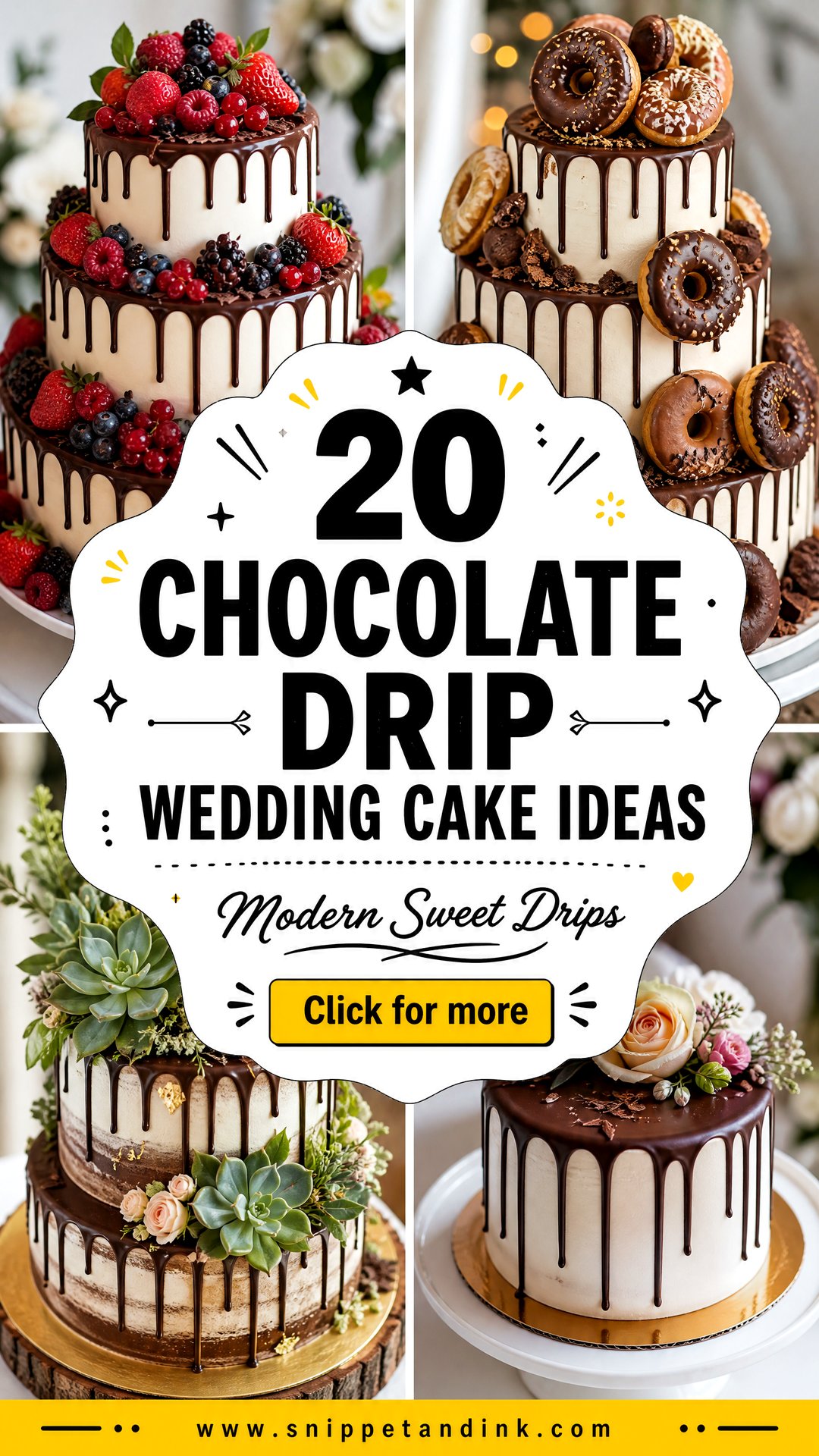20 Chocolate Drip Wedding Cake Ideas for Modern Couples - 20 Chocolate Drip Wedding Cake Ideas for Modern Couples