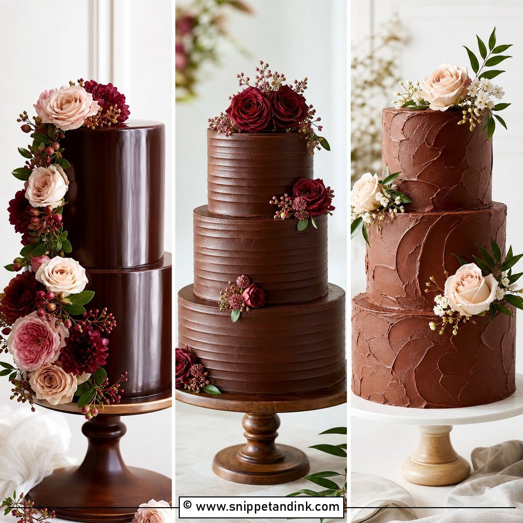 20 Chocolate Wedding Cake Ideas for Romantic Receptions