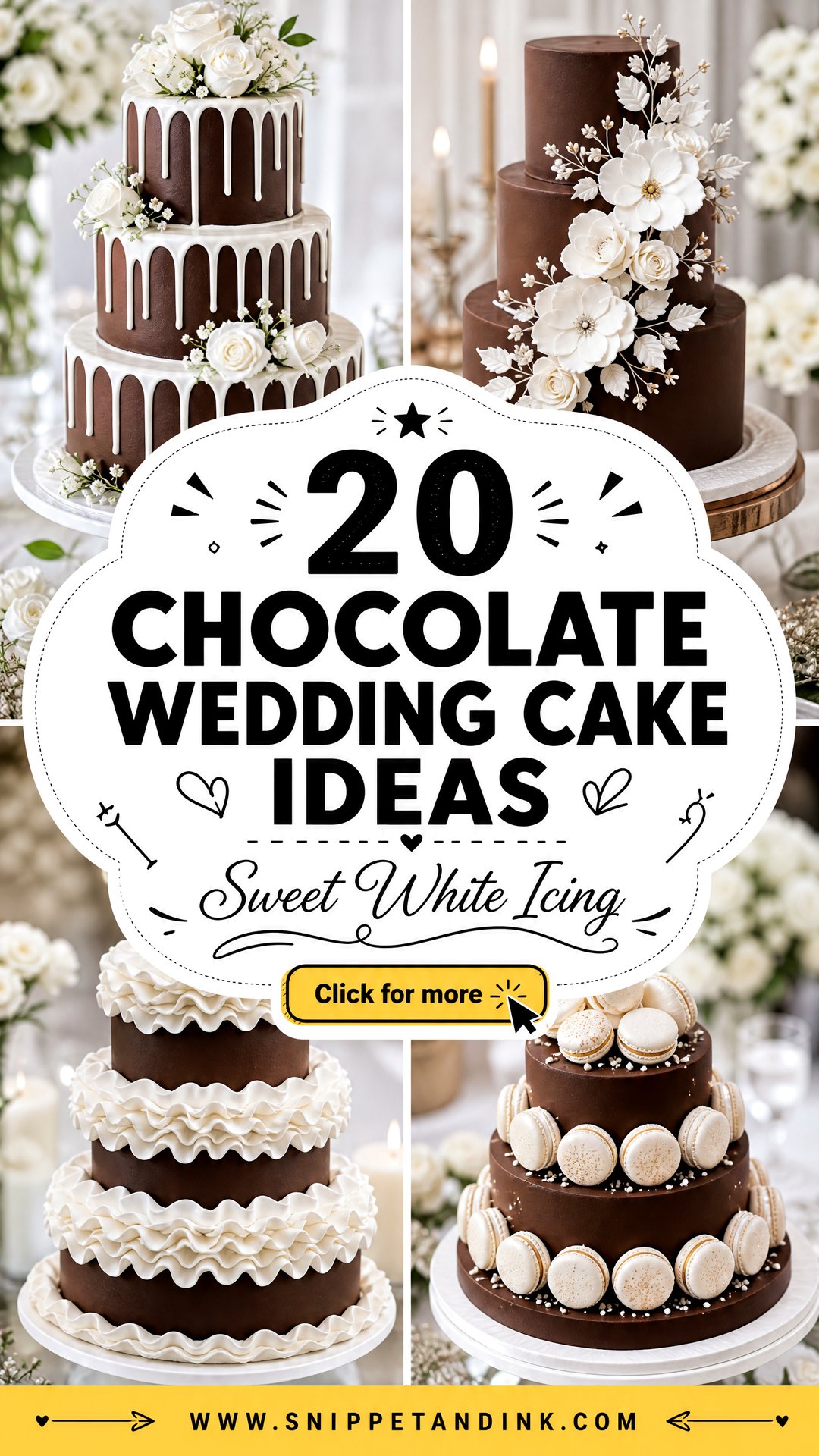 20 Chocolate Wedding Cake Ideas with White Icing for Sweet Vows - 20 Chocolate Wedding Cake Ideas with White Icing for Sweet Vows
