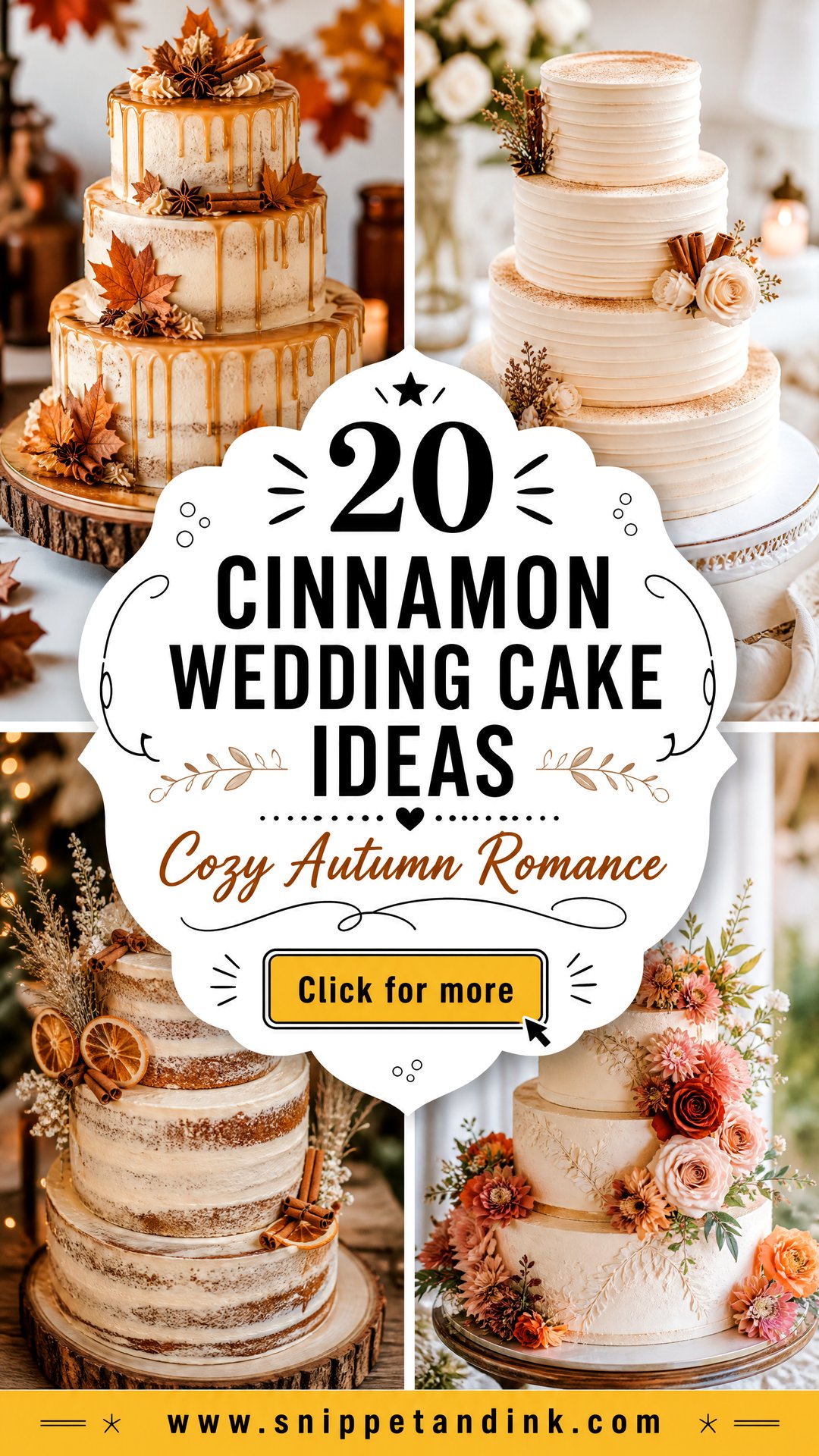 20 Cinnamon Wedding Cake Ideas for Cozy Autumn Wedding Romance - 20 Cinnamon Wedding Cake Ideas for Cozy Autumn Wedding Romance