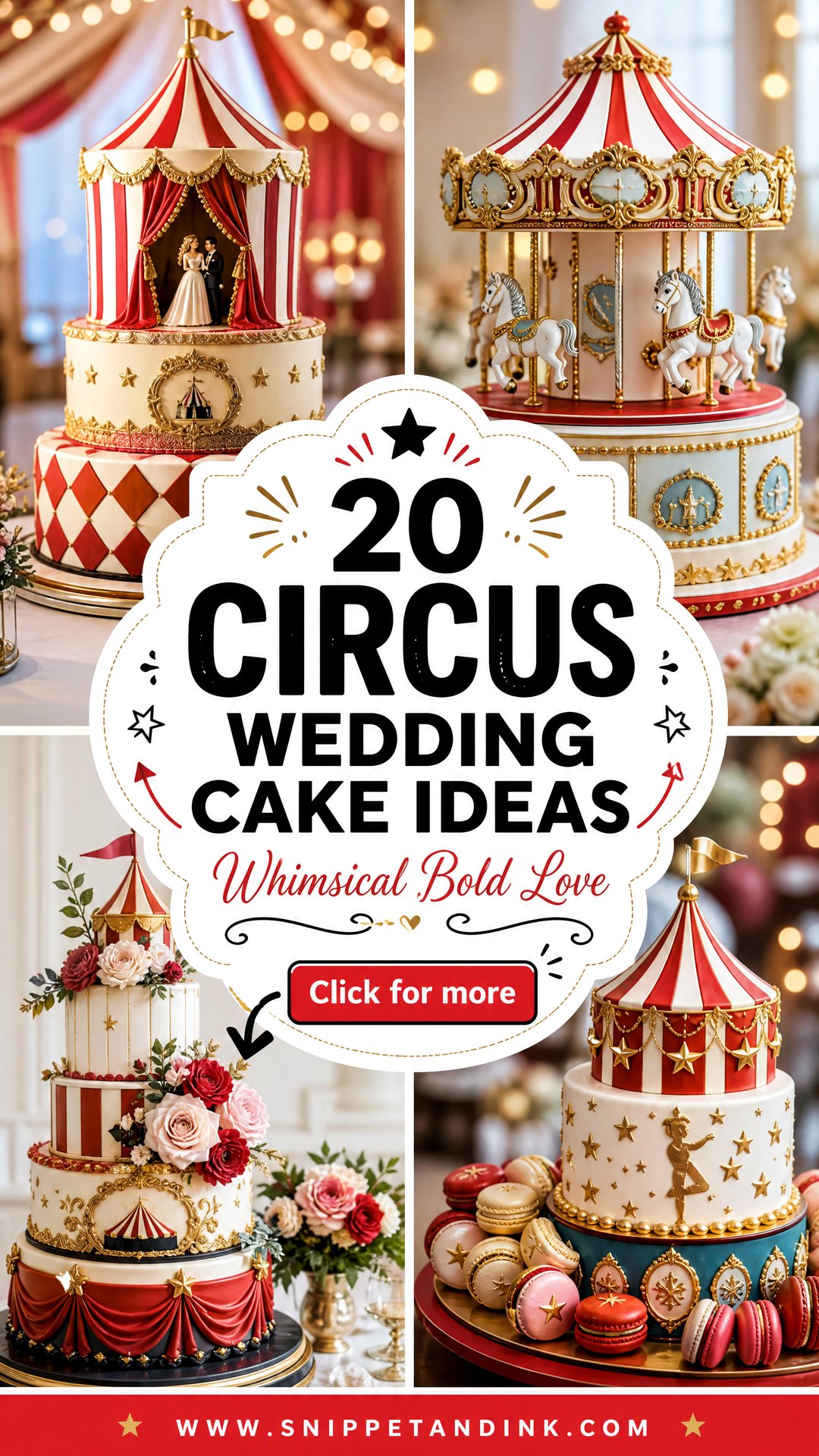 20 Circus Wedding Cake Ideas for Whimsical Bold Couples - 20 Circus Wedding Cake Ideas for Whimsical Bold Couples