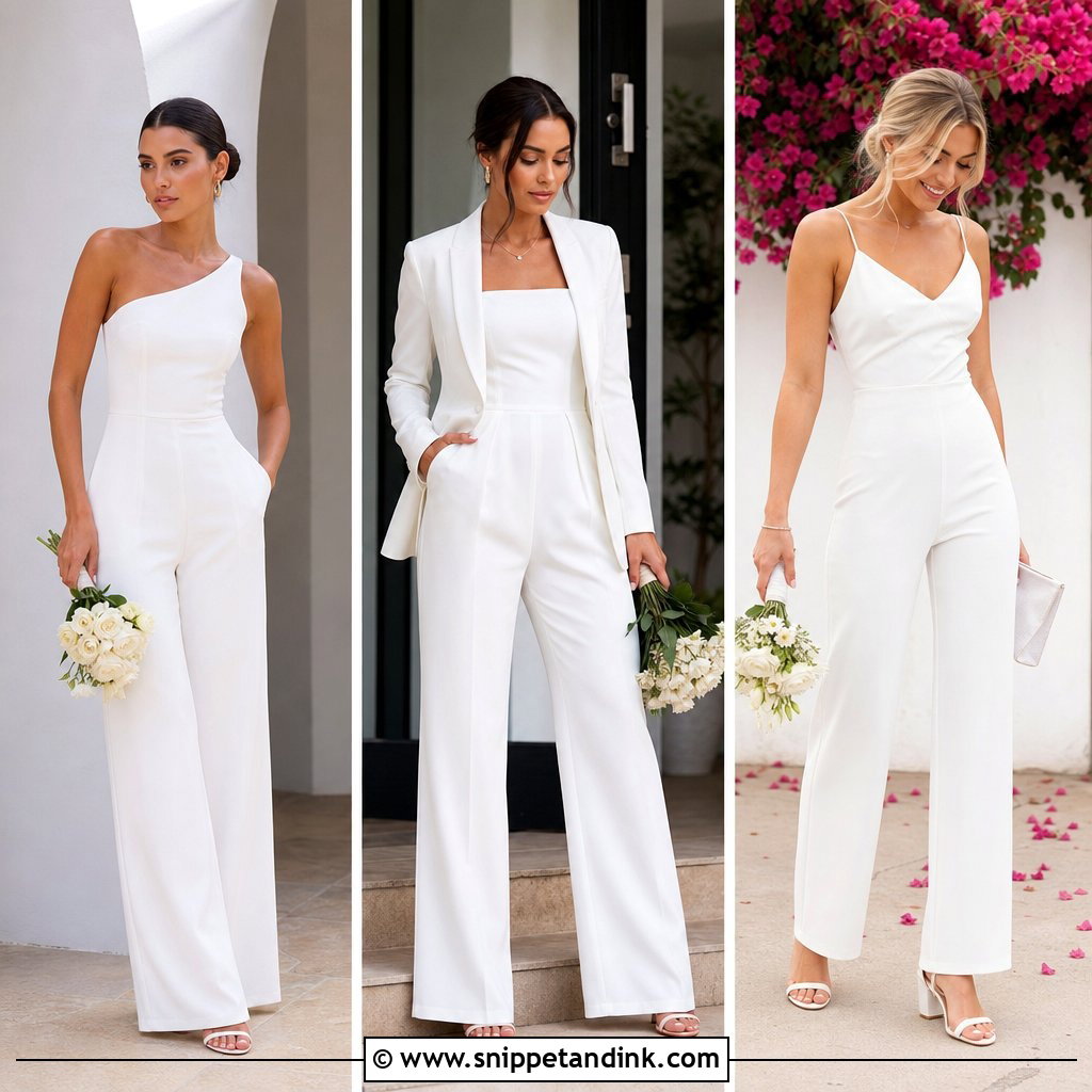 20 Civil Wedding Jumpsuit Ideas for a Sleek Modern Bridal Look