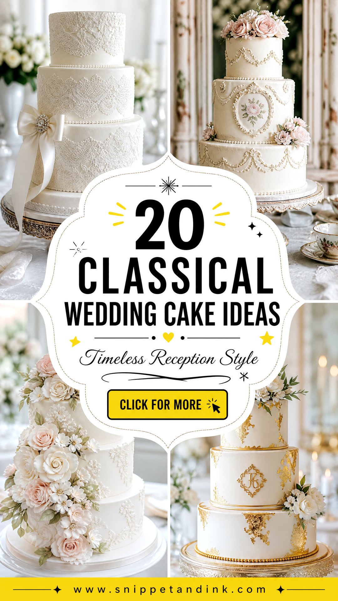 20 Classical Wedding Cake Ideas for Timeless Receptions - 20 Classical Wedding Cake Ideas for Timeless Receptions