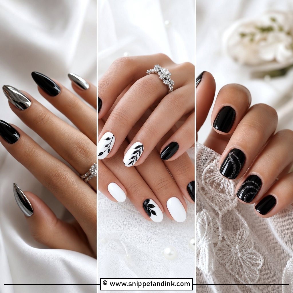 20 Classy Black Wedding Nails for Chic Modern Brides