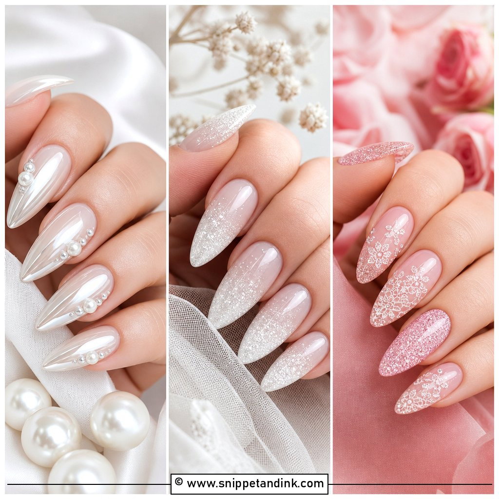 20 Classy Bridal Sparkle Wedding Nails for Bride Luxe Ideas