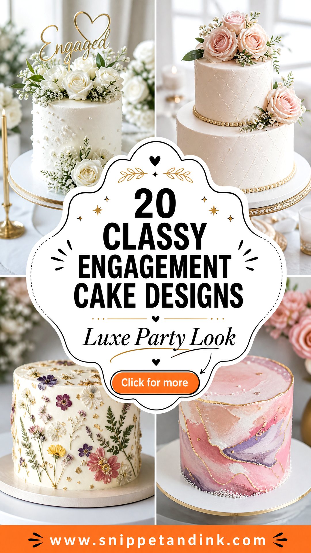 20 Classy Engagement Cake Designs for a Luxe Party Look - 20 Classy Engagement Cake Designs for a Luxe Party Look