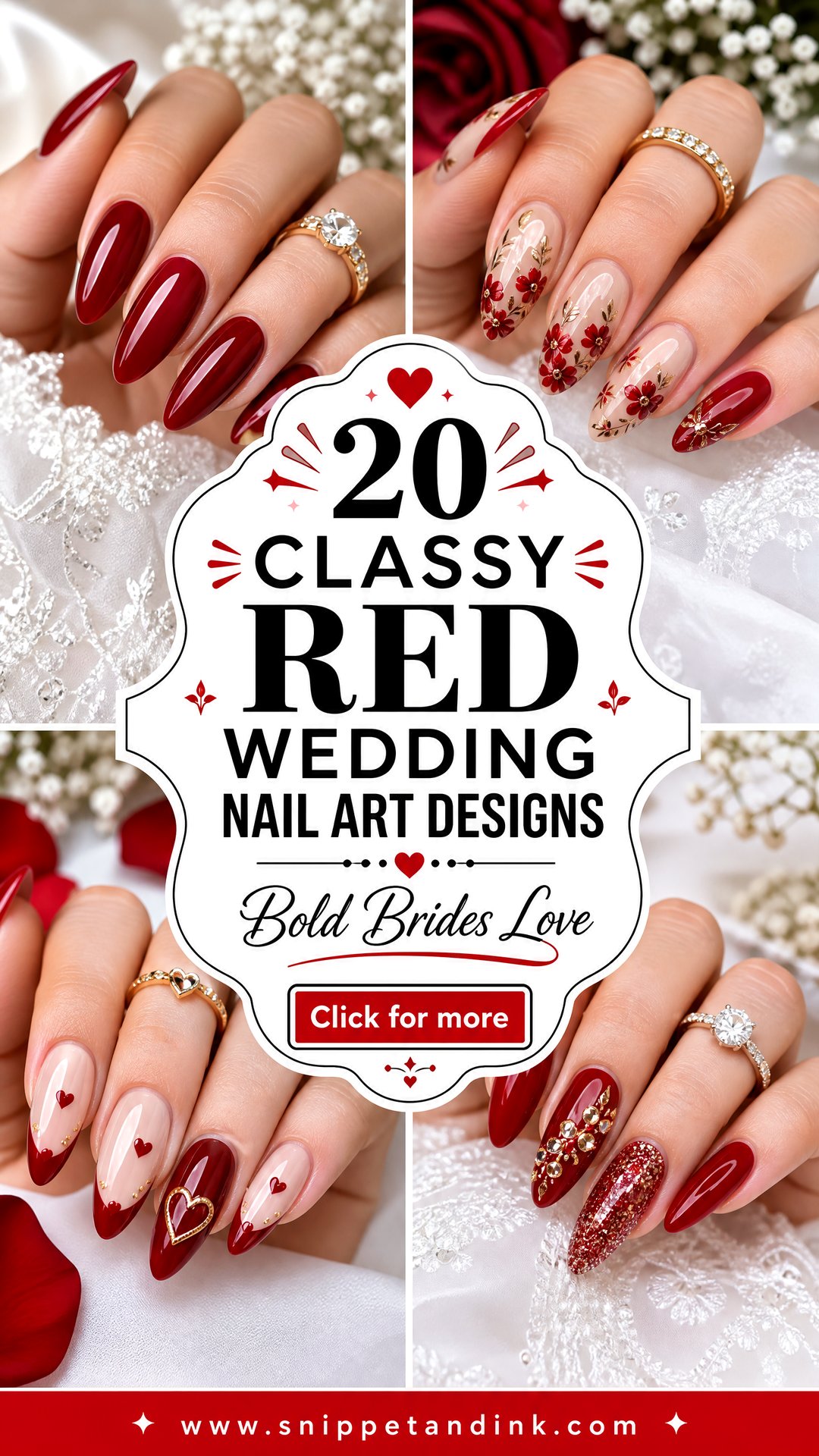 20 Classy Red Wedding Nail Art Designs for Bold Brides - 20 Classy Red Wedding Nail Art Designs for Bold Brides