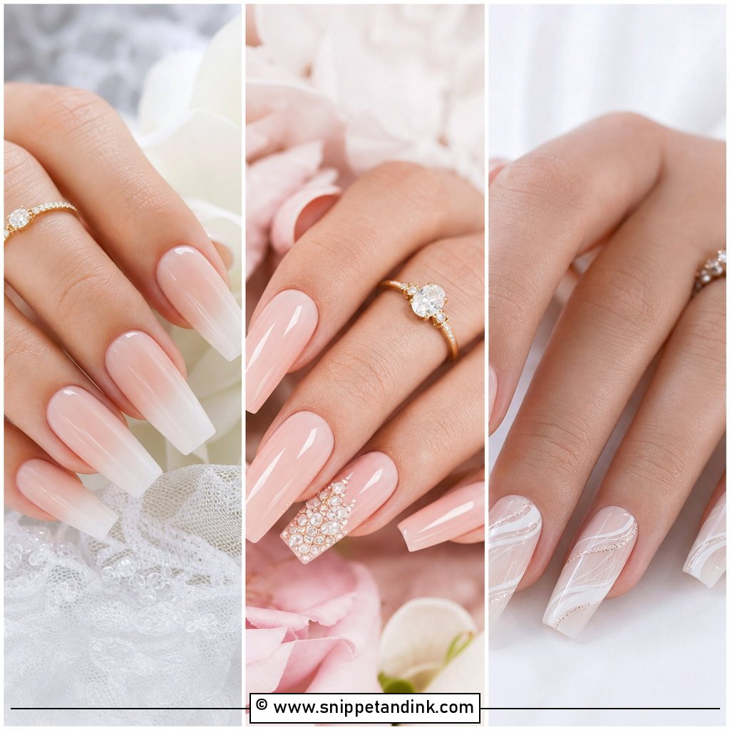 20 Coffin Bridal Nails for Elegant Wedding-Day Glam Ideas