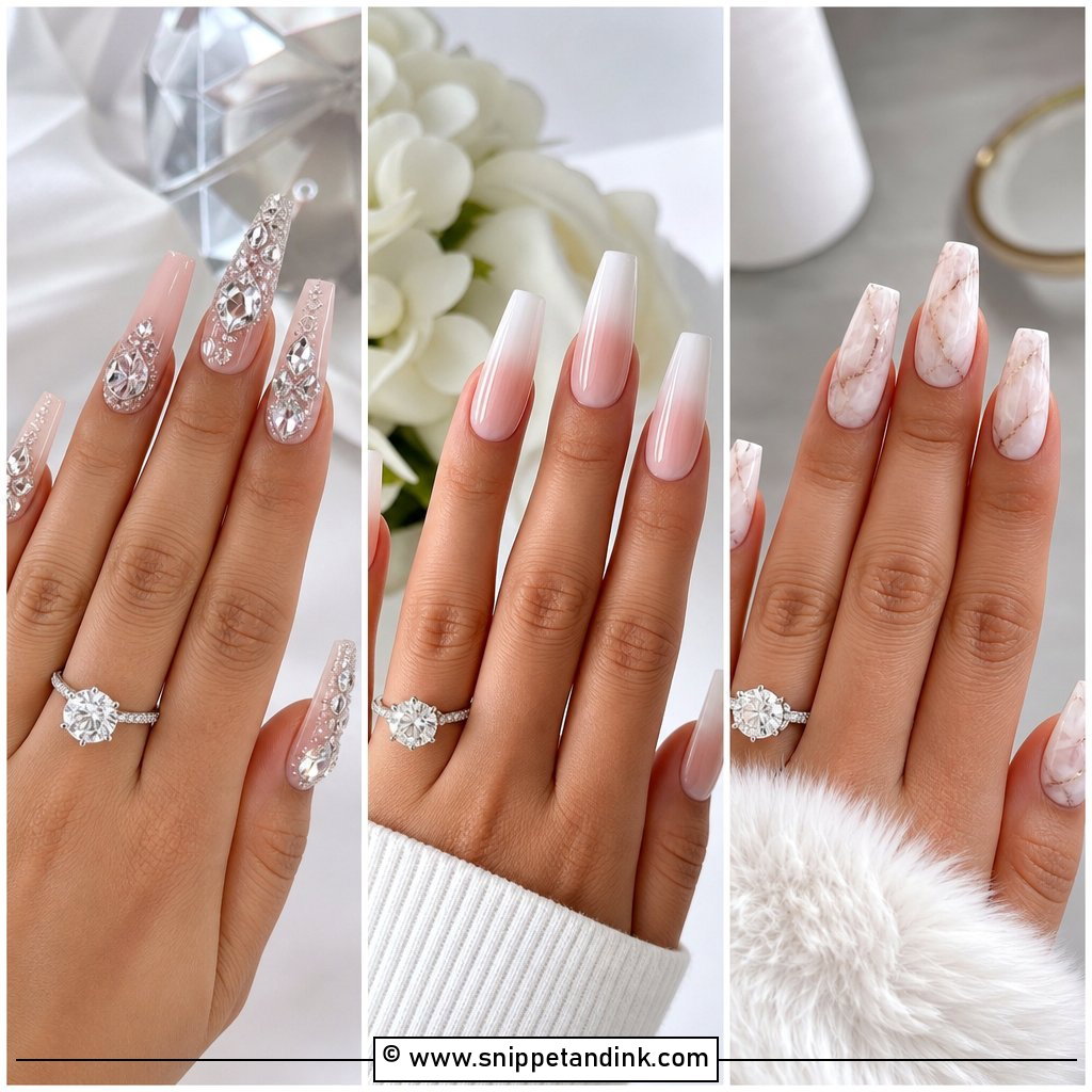 20 Coffin Engagement Nails for a Sparkling Yes Moment