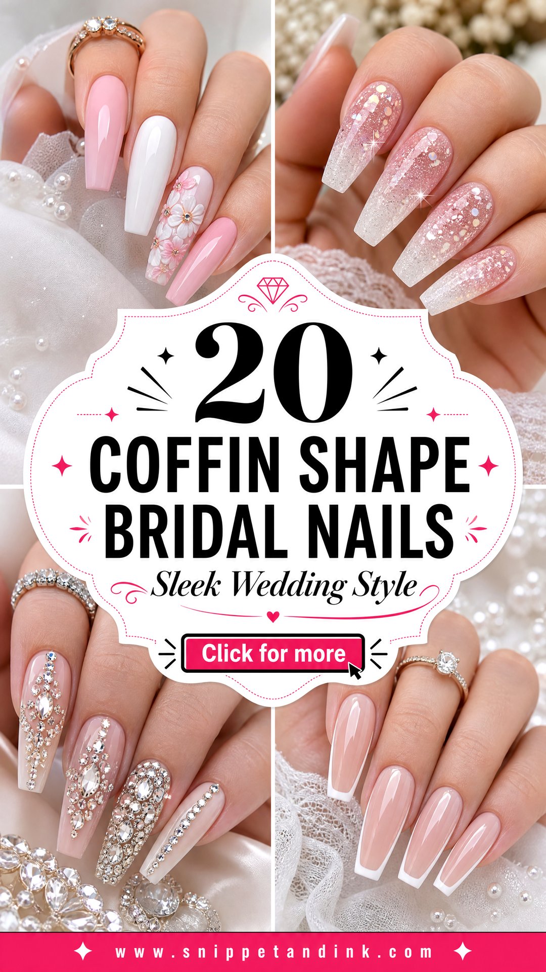 20 Coffin Shape Bridal Nails for Sleek Wedding Style - 20 Coffin Shape Bridal Nails for Sleek Wedding Style