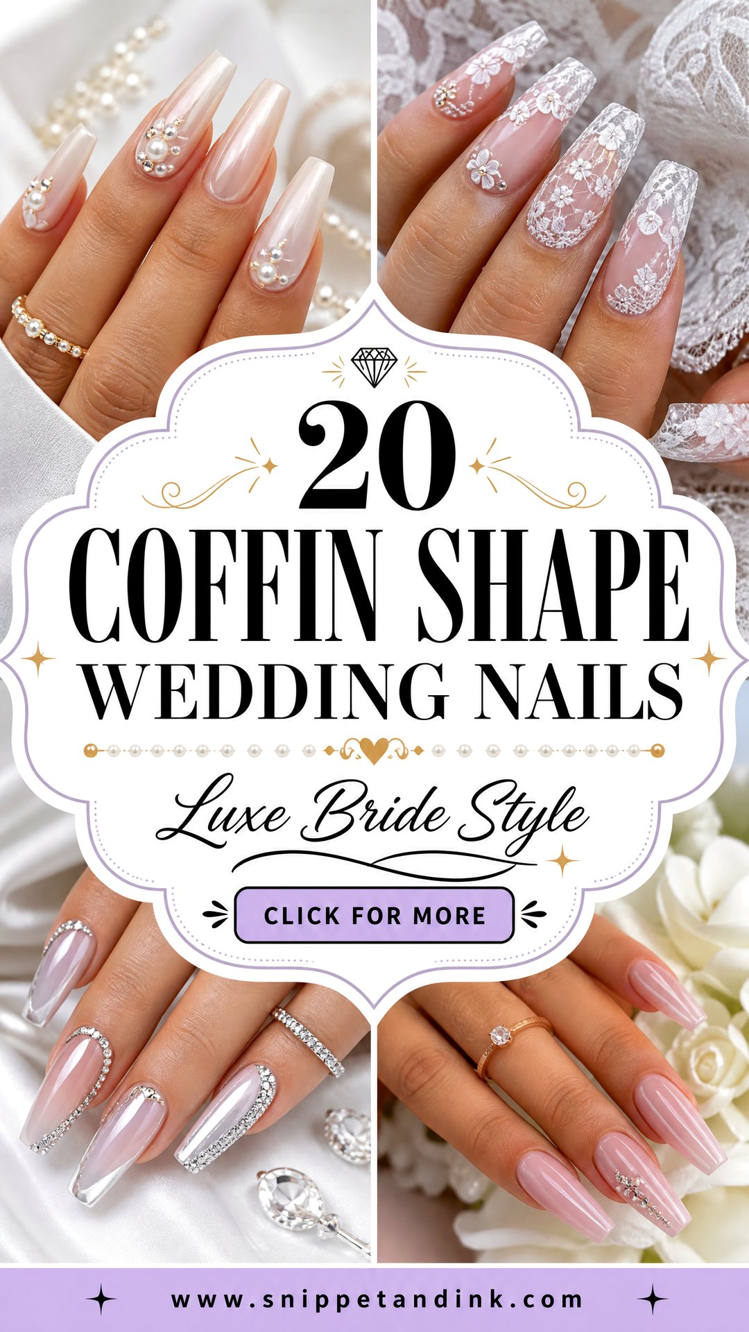 20 Coffin Shape Wedding Nails for Bride With Luxe Style - 20 Coffin Shape Wedding Nails for Bride With Luxe Style