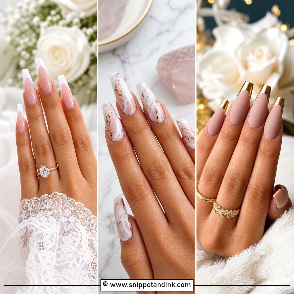 20 Coffin Shape Wedding Nails for Chic Bridal Glam Ideas