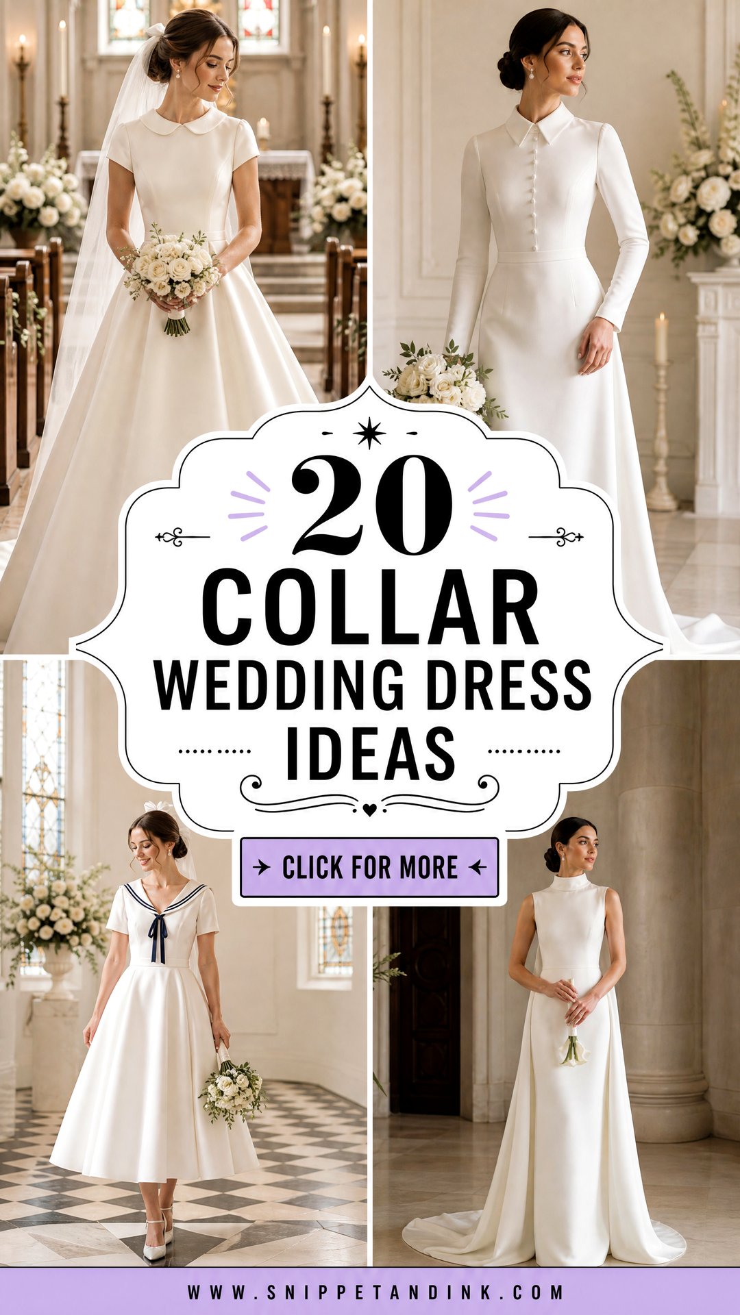 20 Collar Wedding Dress Ideas for Timeless Elegant Brides - 20 Collar Wedding Dress Ideas for Timeless, Elegant Brides