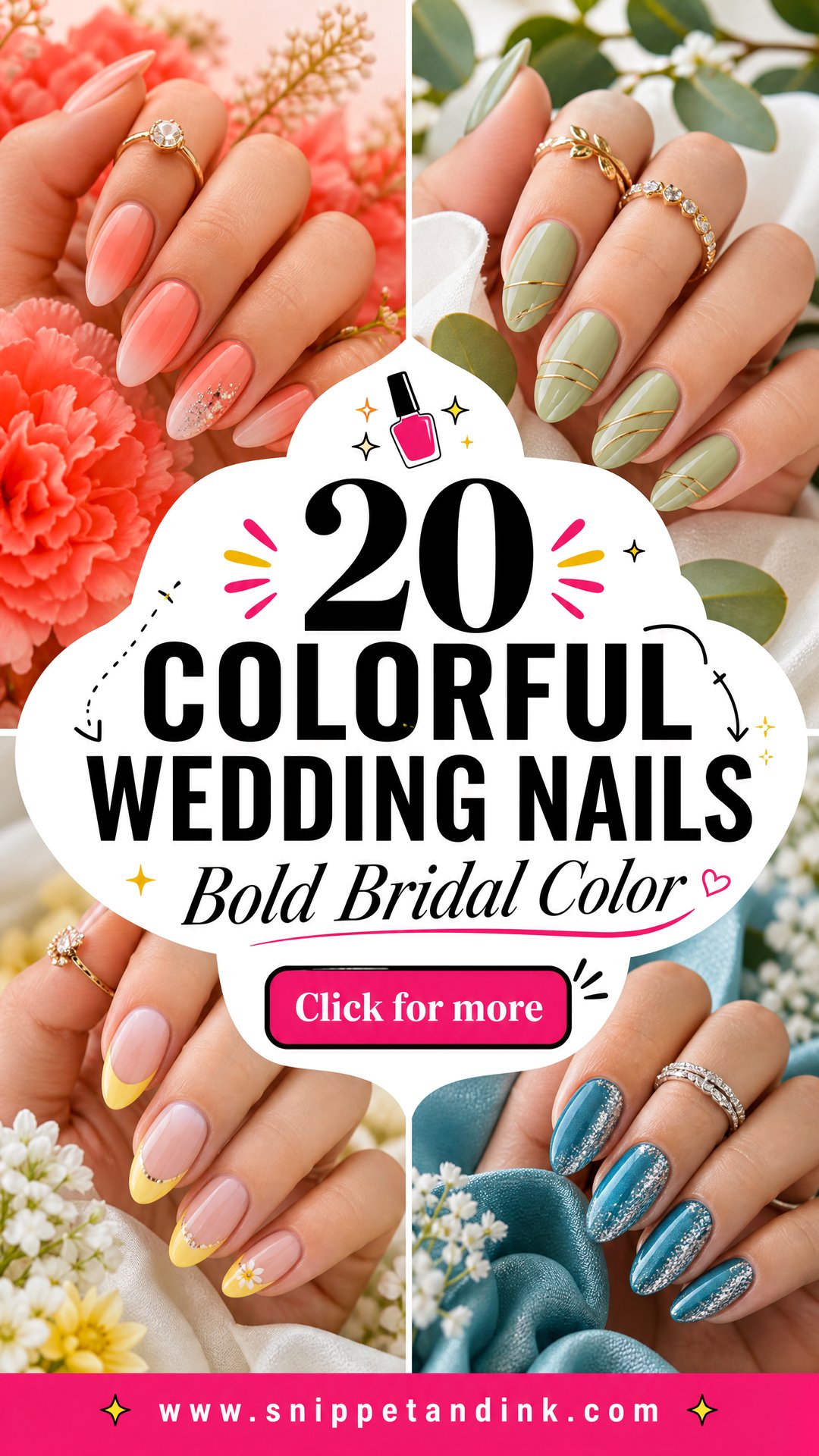 20 Colorful Wedding Nails for Bold Joyful Bridal Style - 20 Colorful Wedding Nails for Bold, Joyful Bridal Style