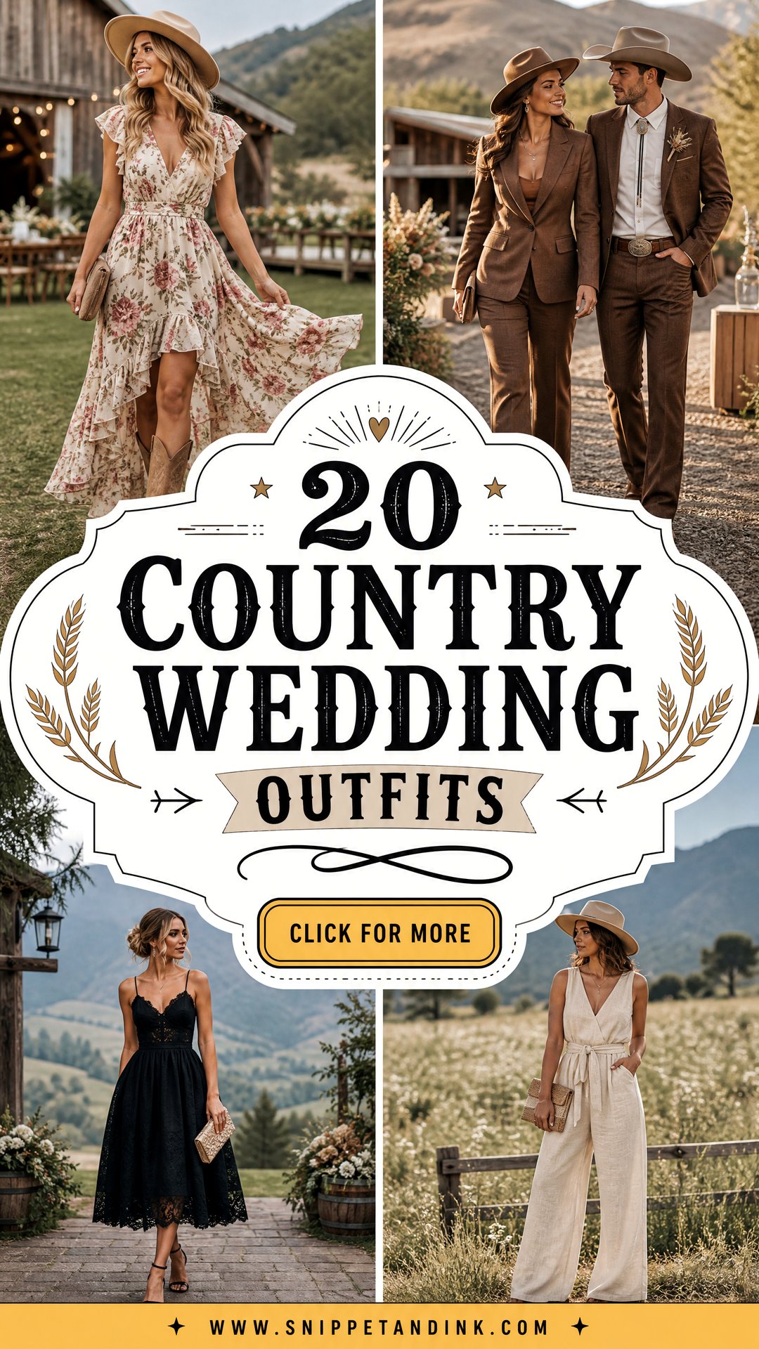 20 Country Wedding Outfits for Rustic-Chic Guests and Couples - 20 Country Wedding Outfits for Rustic-Chic Guests and Couples