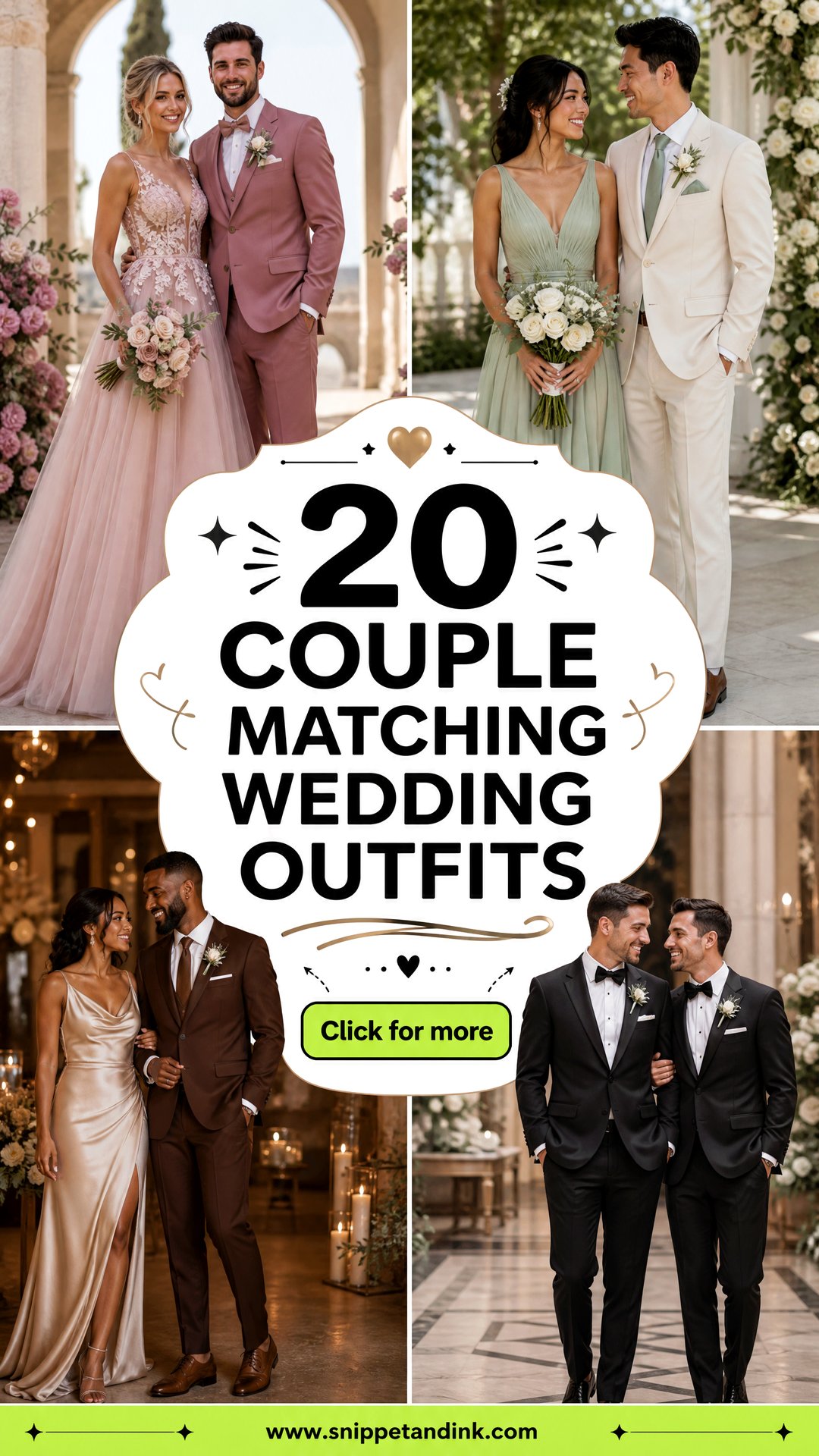20 Couple Matching Wedding Outfits for a Chic Coordinated Look - 20 Couple Matching Wedding Outfits for a Chic, Coordinated Look